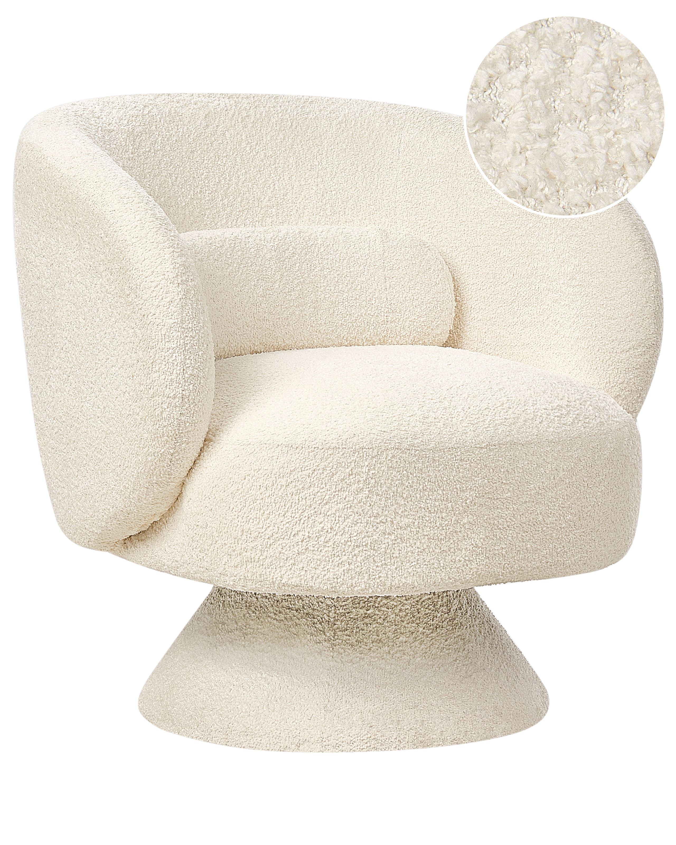 Swivel Armchair LIEKSA Boucle Off-White