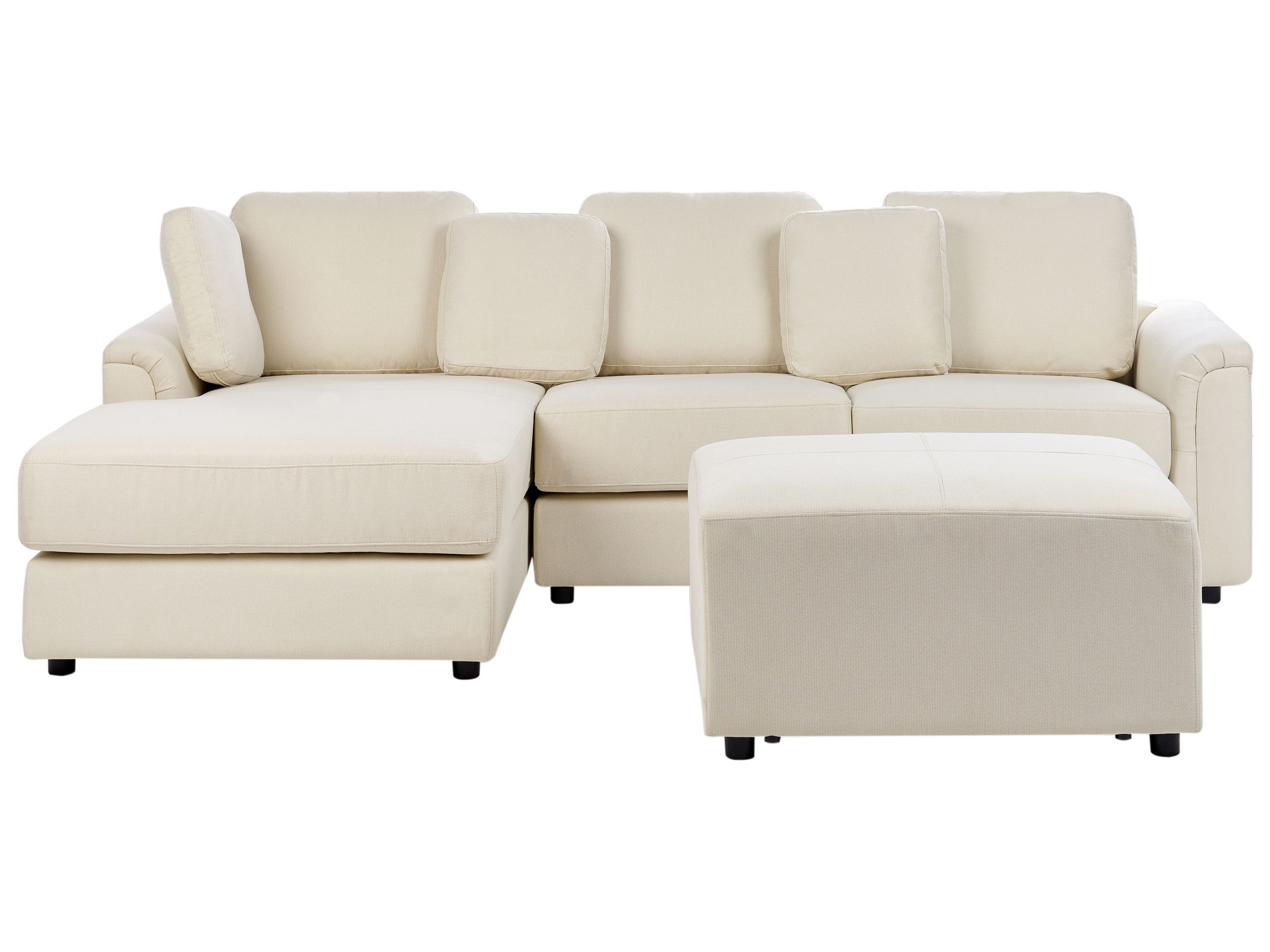 Right Hand Fabric Corner Sofa with Ottoman Light Beige KOHLO