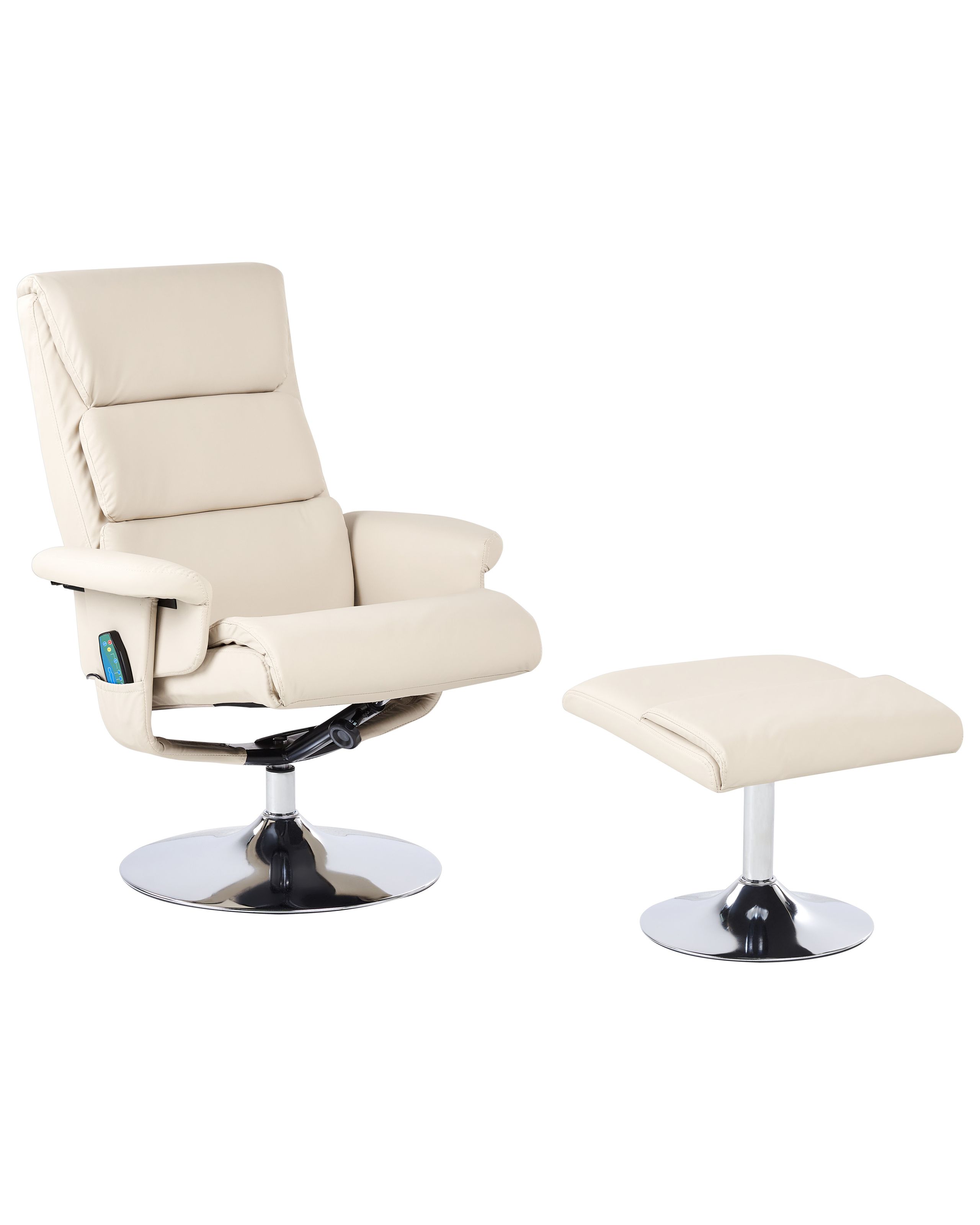 Recliner Chair LEGEND with Footstool Faux Leather Light Beige