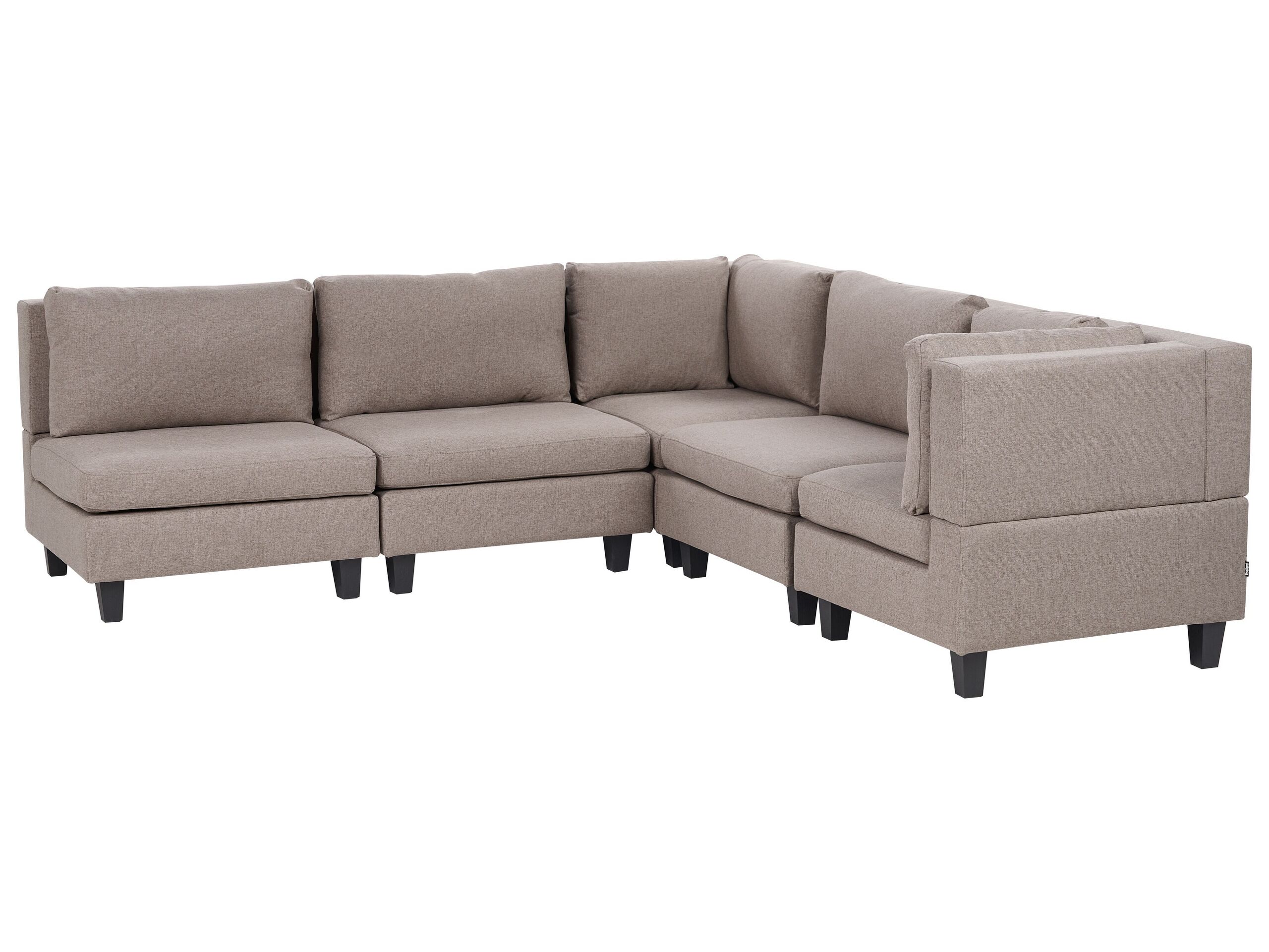 5-Seater Left Hand Modular Corner Sofa Brown UNSTAD