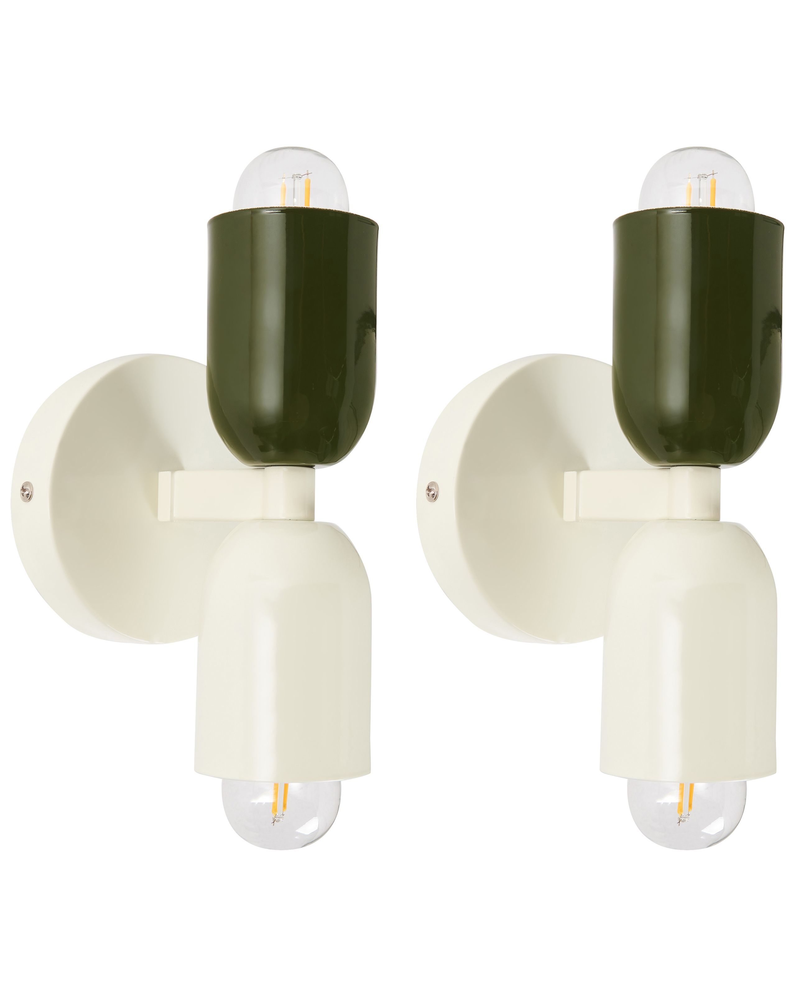 EASTMEREFORD Metal Set of 2 Wall Lamps - White