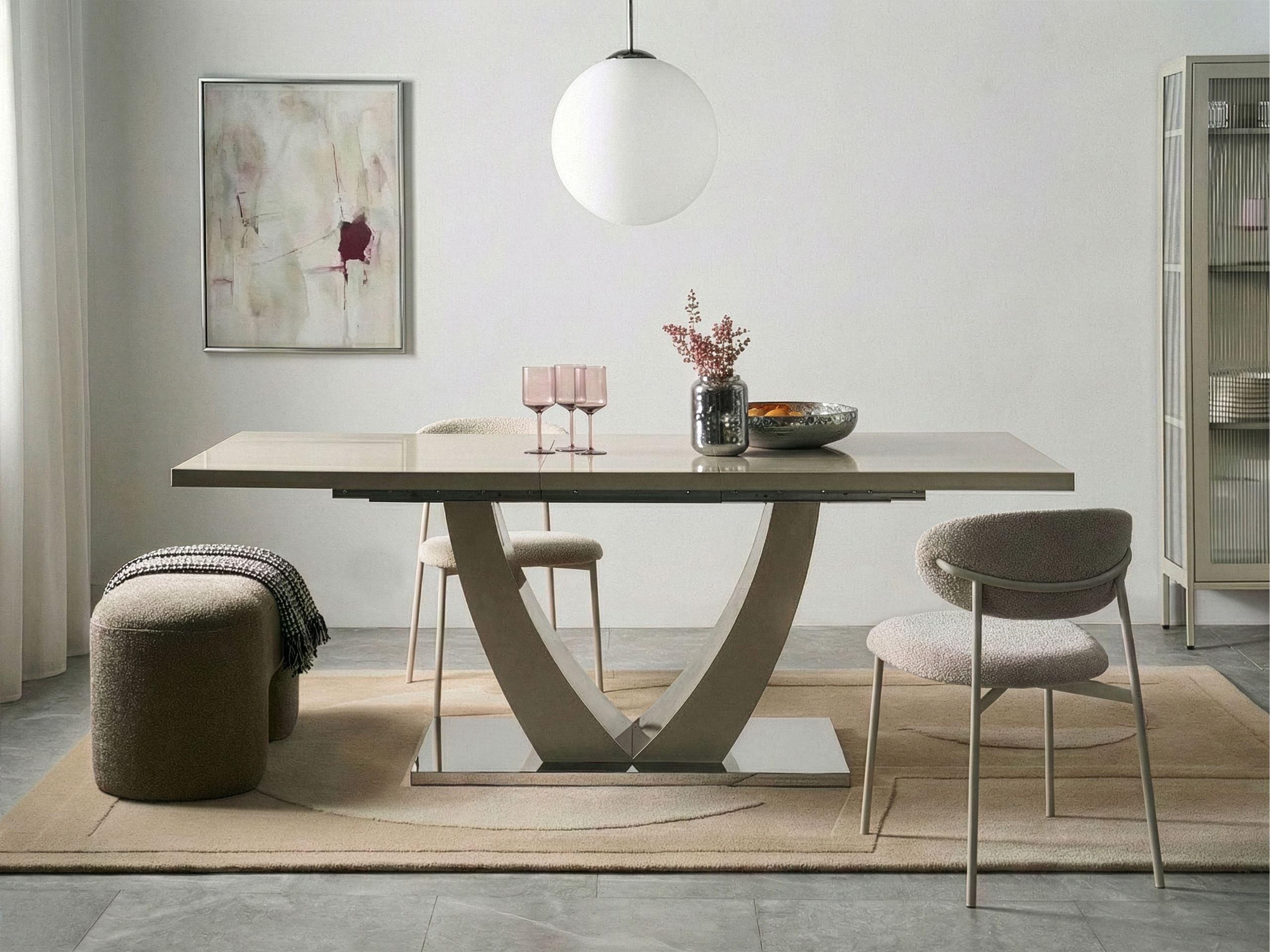 FECOVI Extending Dining Table - Light Beige