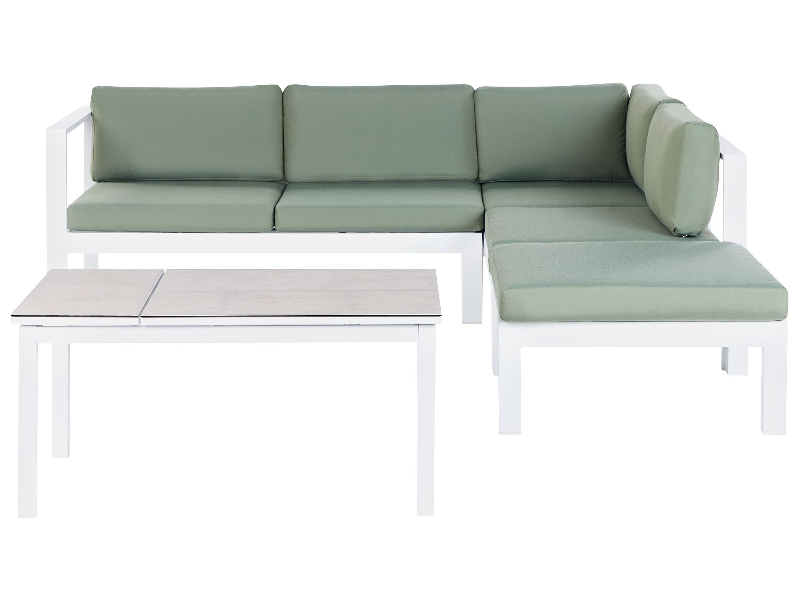 Garden Corner Sofa with Table 5 Seater MESSINA Left Hand Metal Green