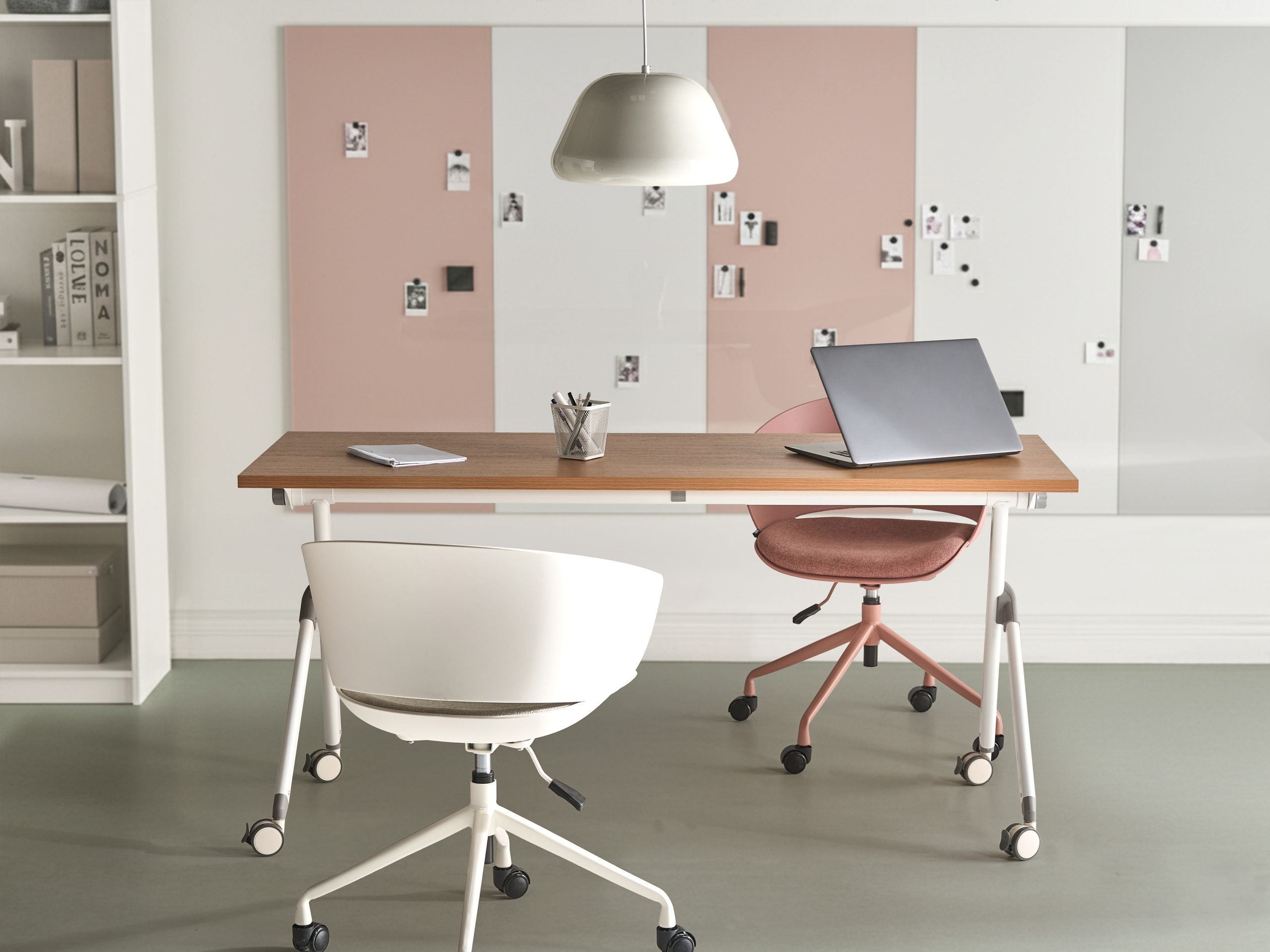 FEXUFA Foldable Office Desk - Brown and White, 160cm