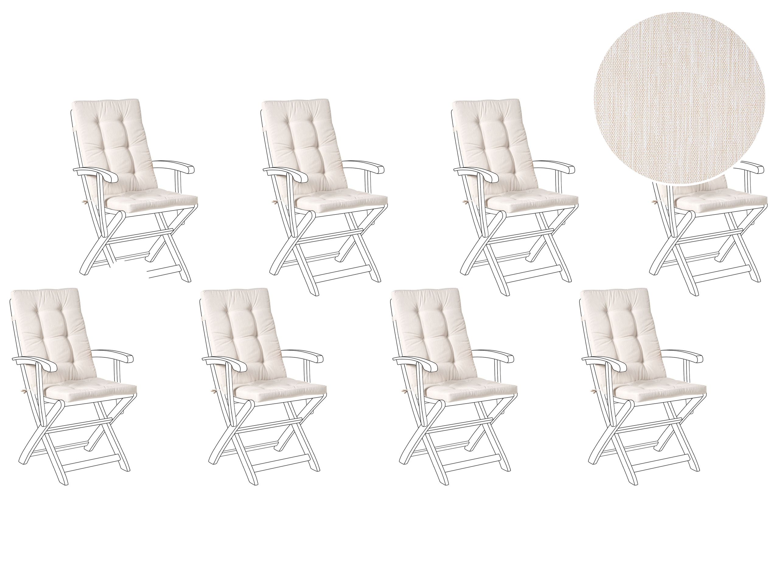 APLOR Set of 8 Garden Back Seat Cushions - Light Beige