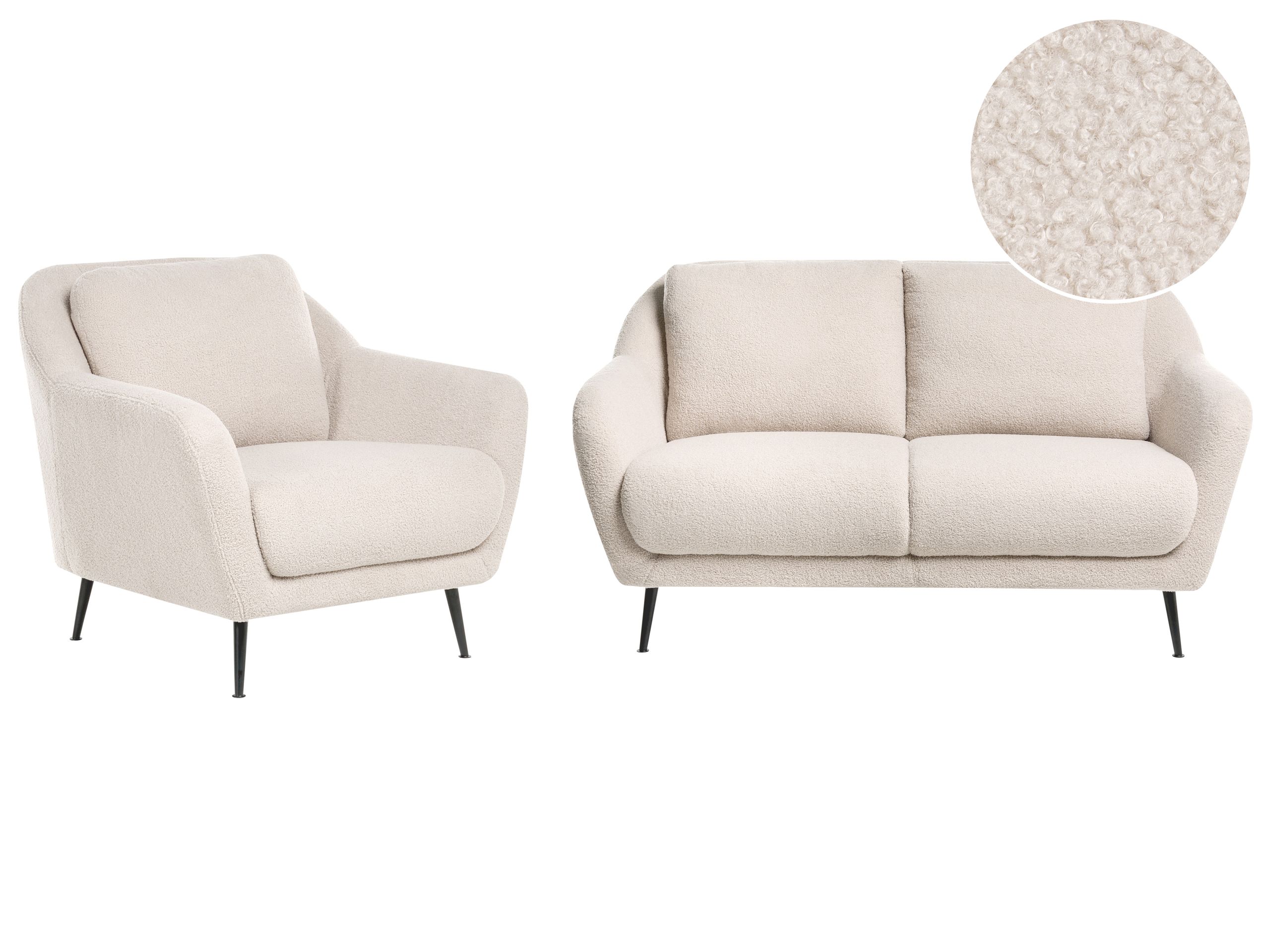 CLIFTONWELL Boucle Fabric 2 Seater Sofa and Armchair Sofa Set - Beige