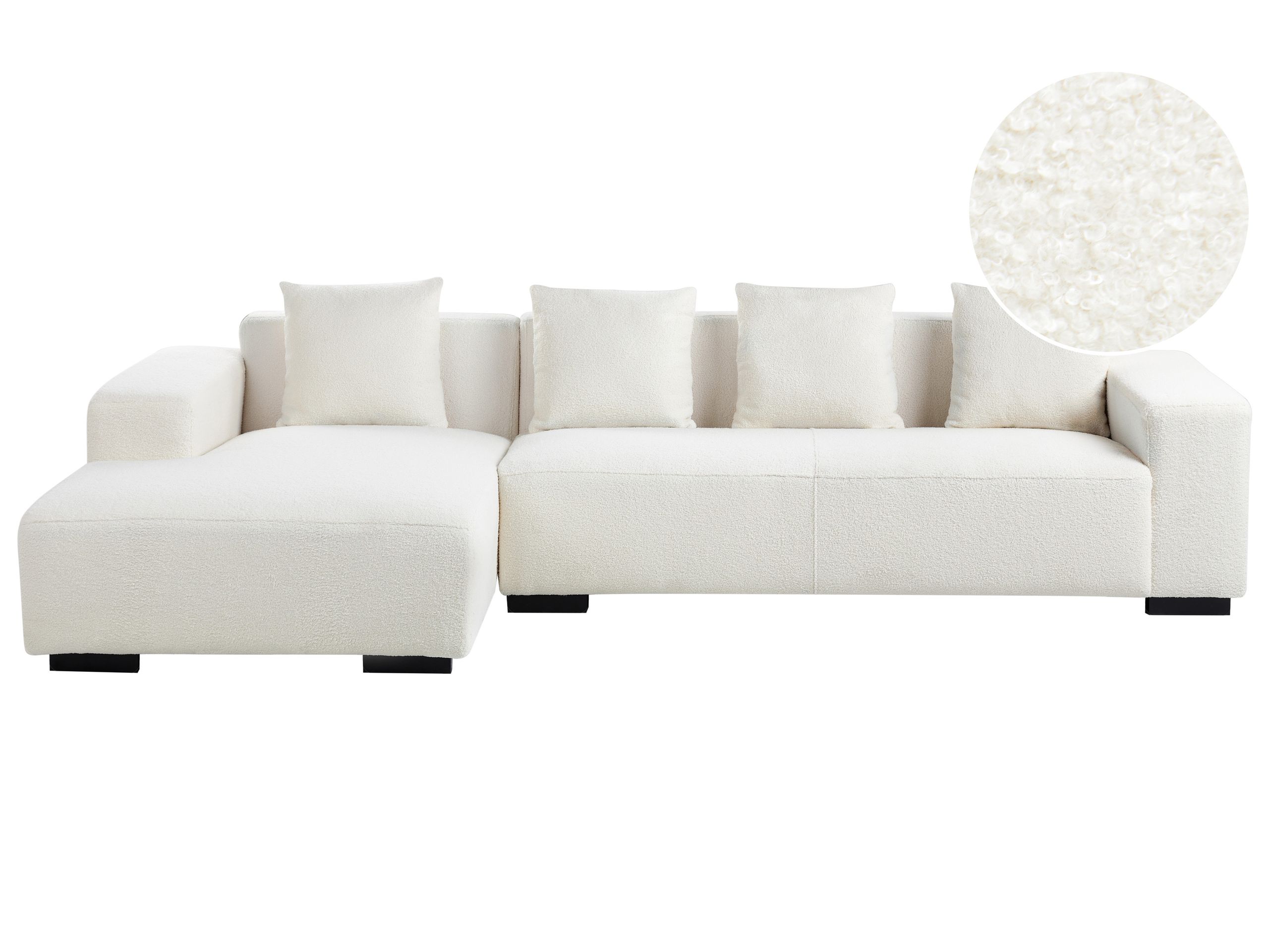 Right Hand Boucle Corner Sofa White LUNGO