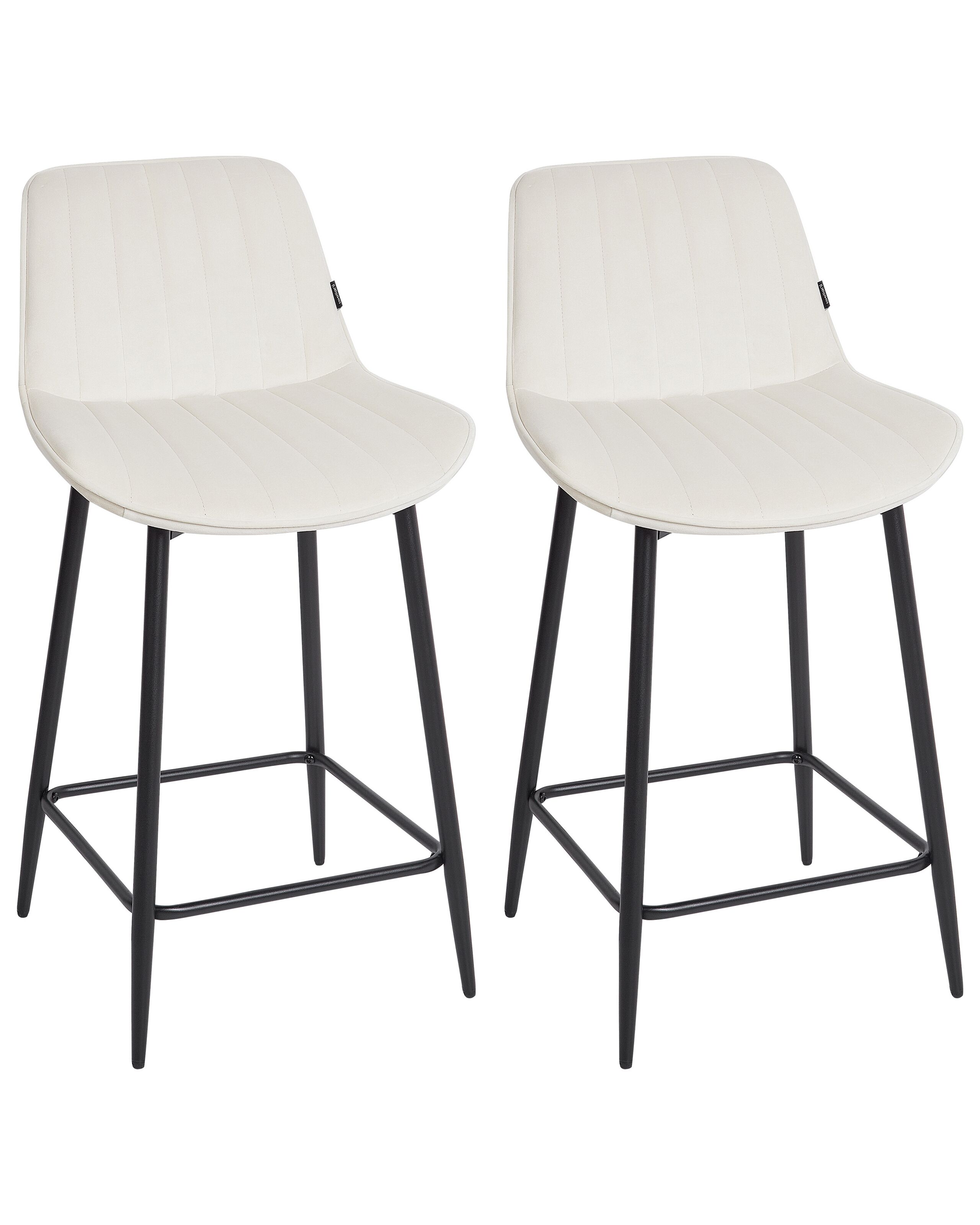 Set of 2 Bar Chairs DUBROVNIK Velvet Light Beige