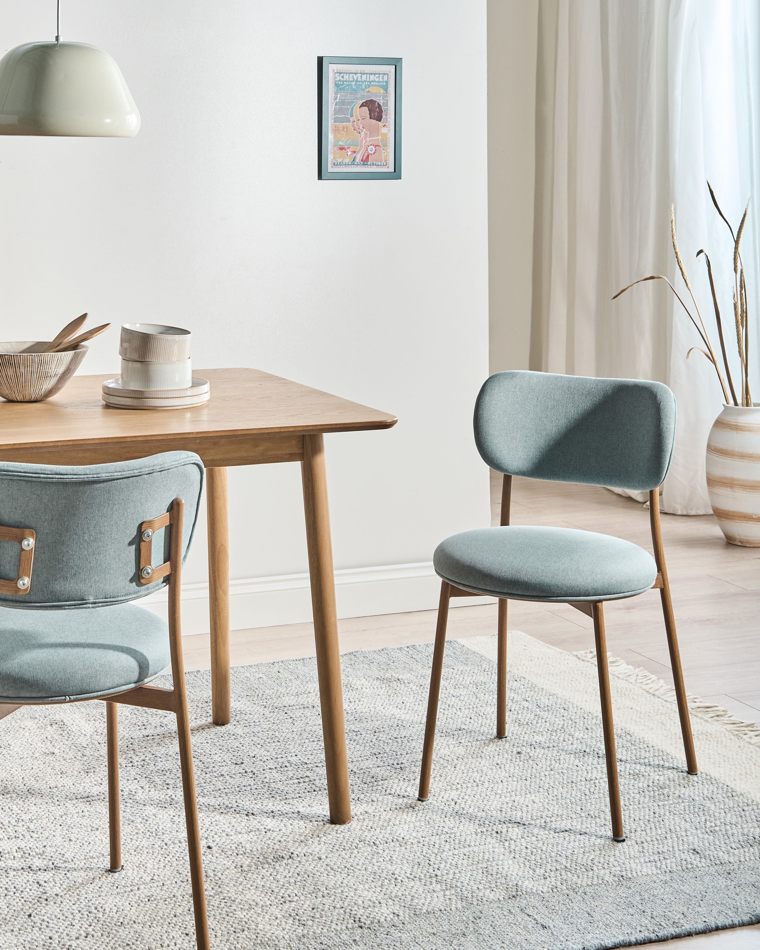 CORVEX Fabric Dining Chairs Set of 2 - Mint Green