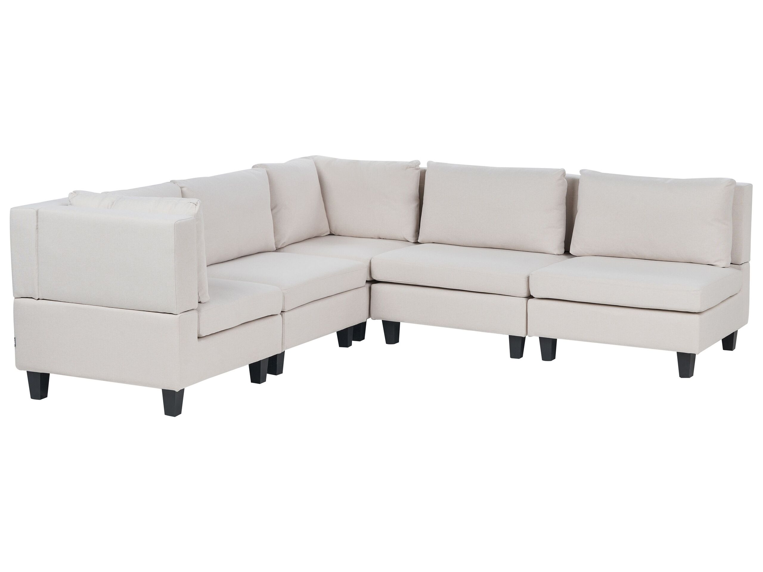 5 Seater Right Hand Modular Fabric Corner Sofa Light Beige UNSTAD