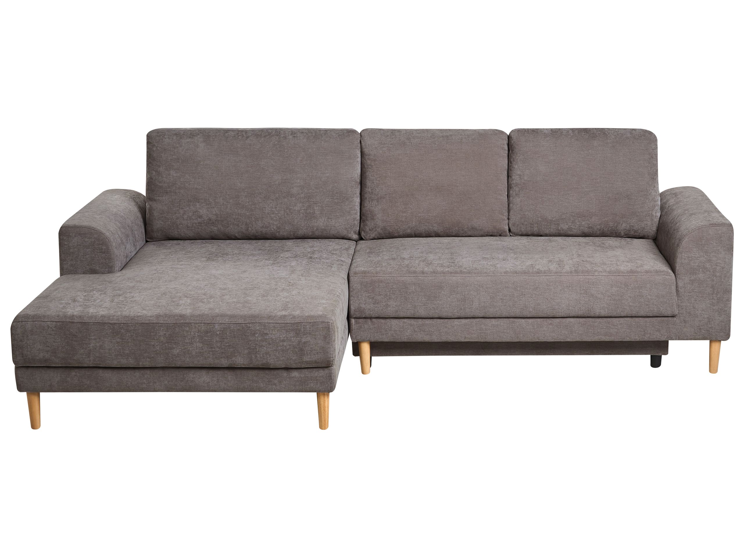 YELVERDON Chenille Fabric 3 Seater L Shaped Corner Sofa Bed - Taupe, Left Hand Facing