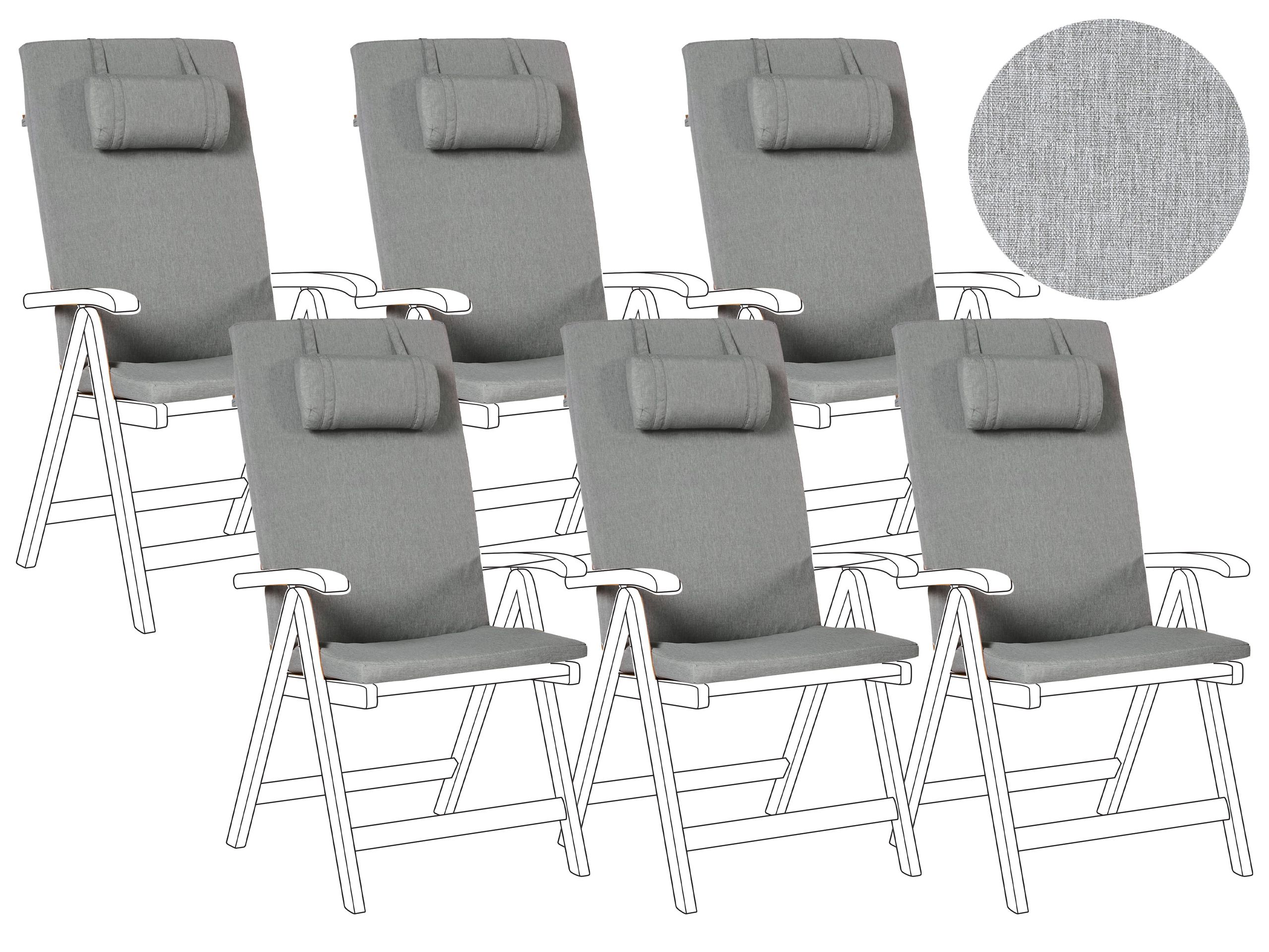 BREEZ Set of 6 Garden Back Seat Cushions - Grey Melange