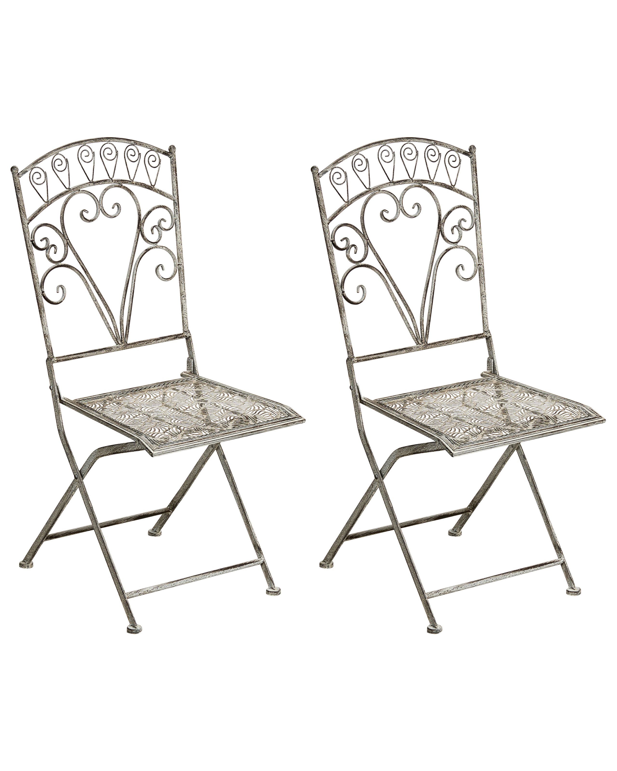 ESTONWELL Set of 2 Garden Chairs Folding Metal - Grey