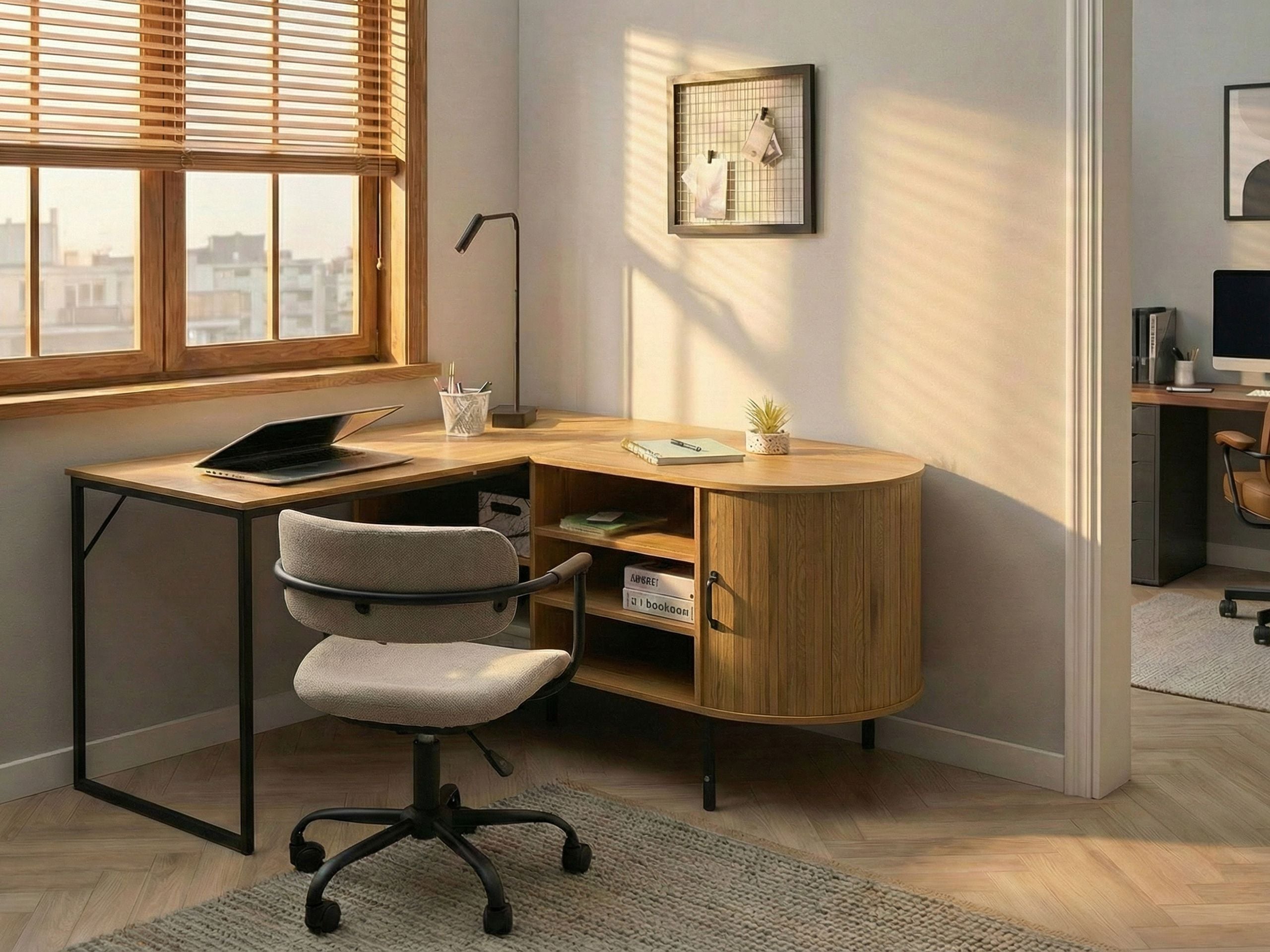 GAQEXI Corner Office Desk - Brown