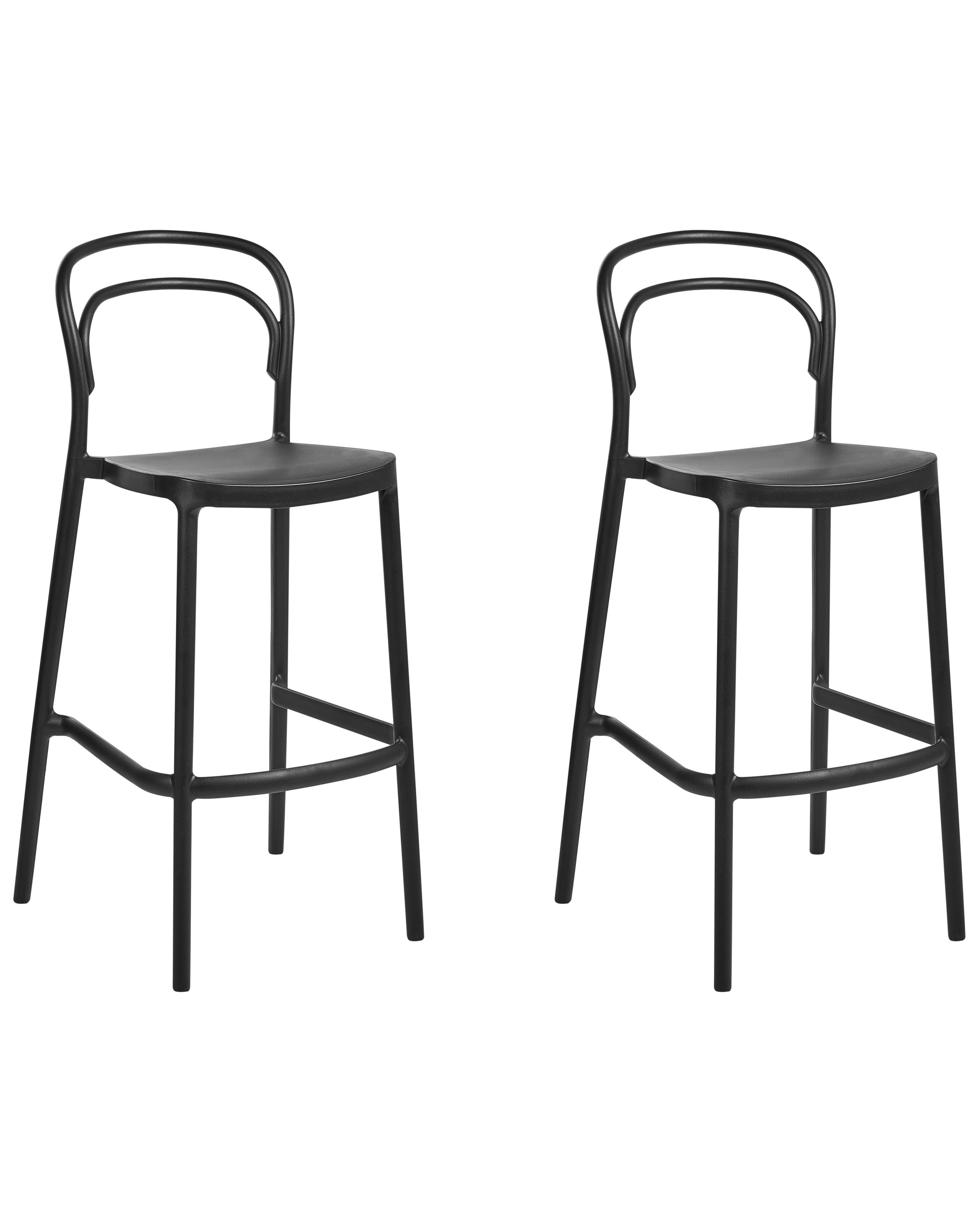 GLEVERDON Plastic Garden Bar Chairs Set of 2 - Black