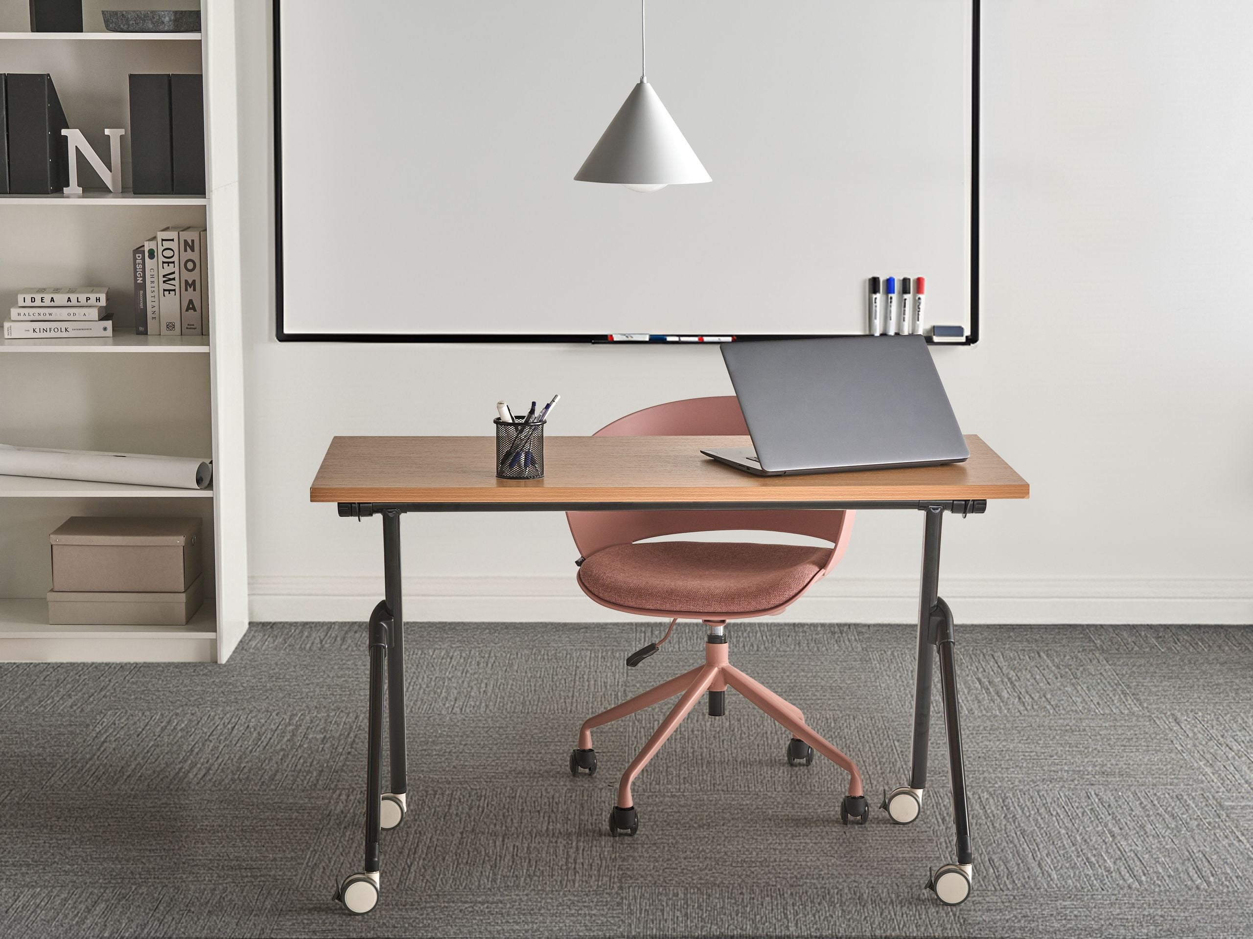 FEXUFA Foldable Office Desk - Brown and Black, 120cm