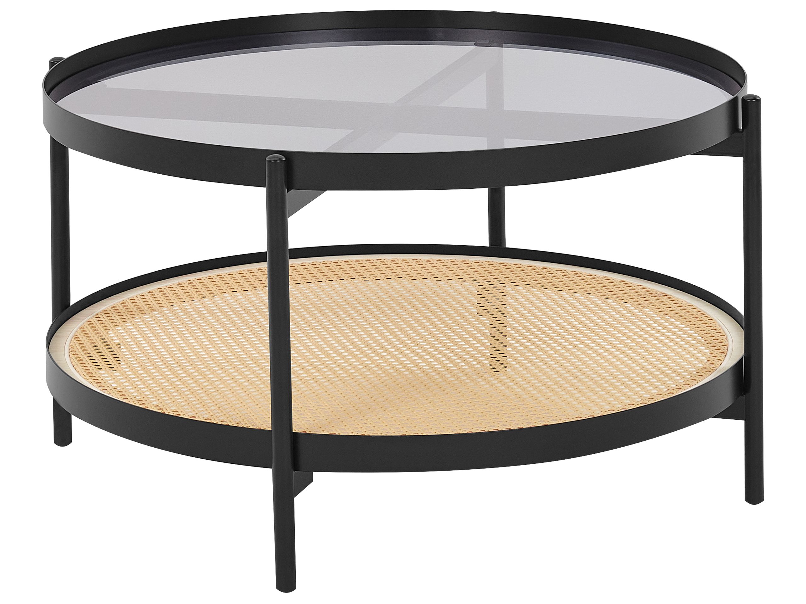 Glass Top Coffee Table Light Wood with Black RENO