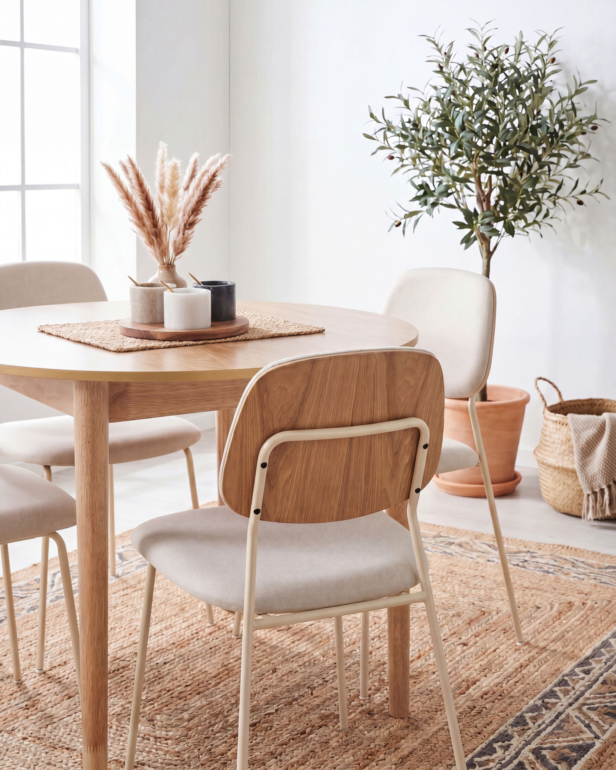 ARLINGTON Fabric Dining Chairs Set of 4 - Off White