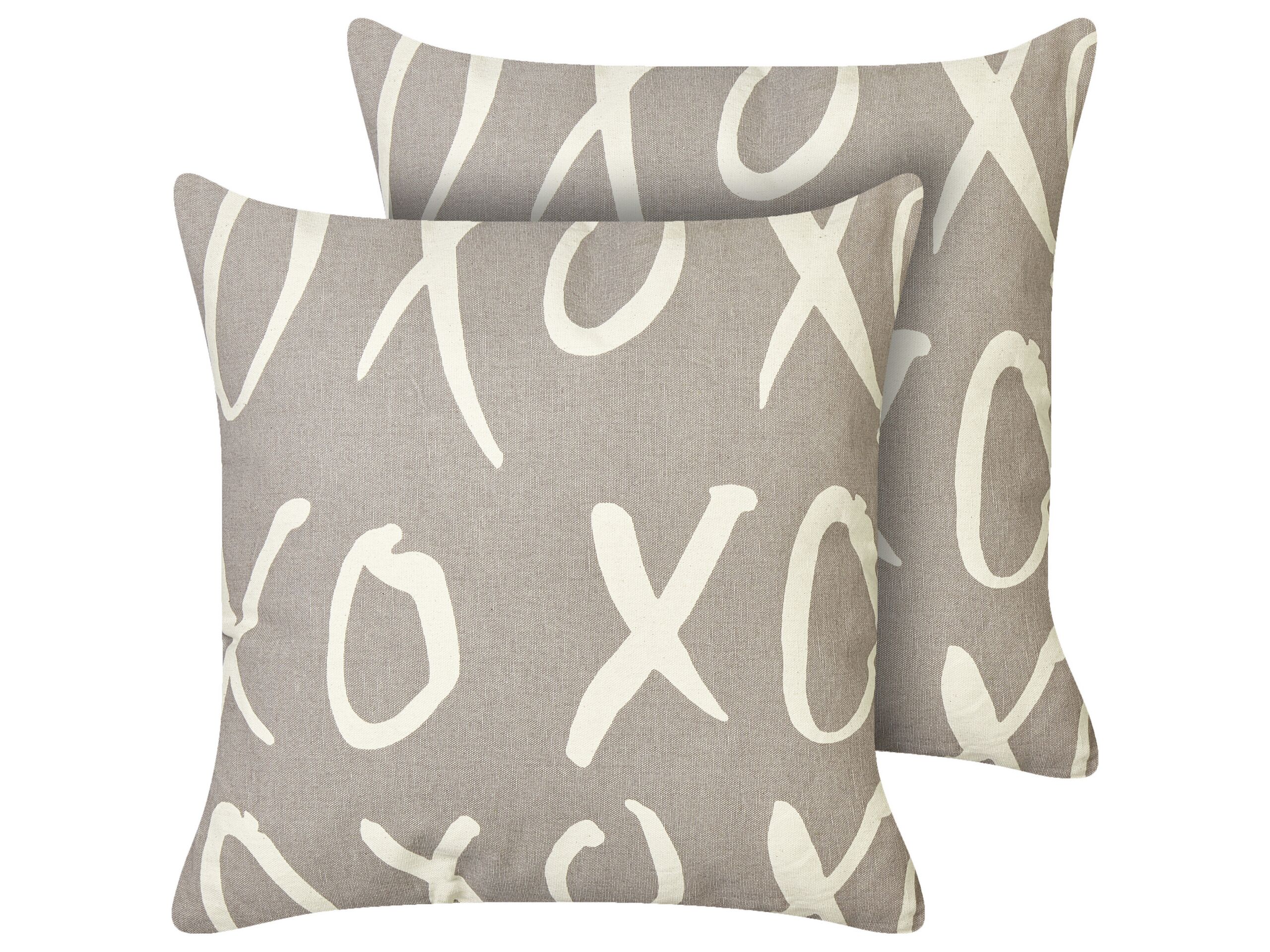 Set of 2 Decorative Cushions TELOPEA Cotton 45 x 45 cm Grey Text