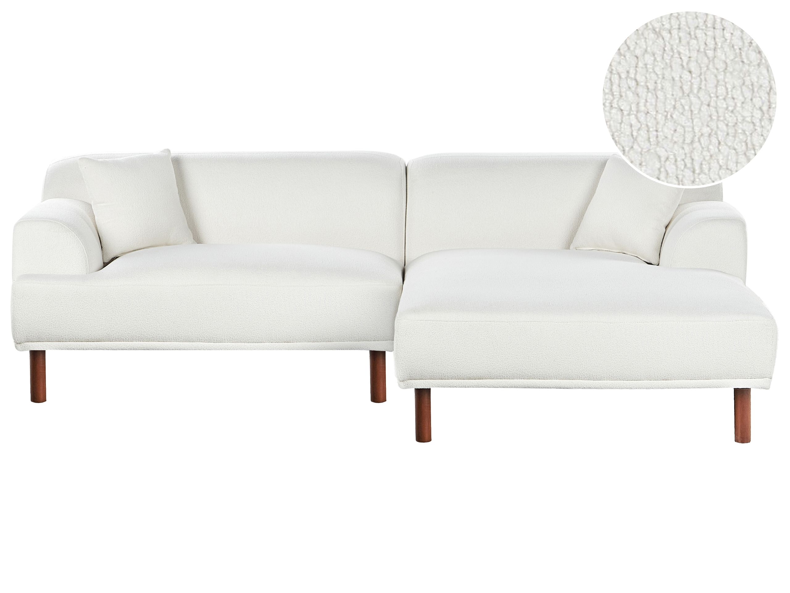 Left Hand Boucle Corner Sofa White HOLT