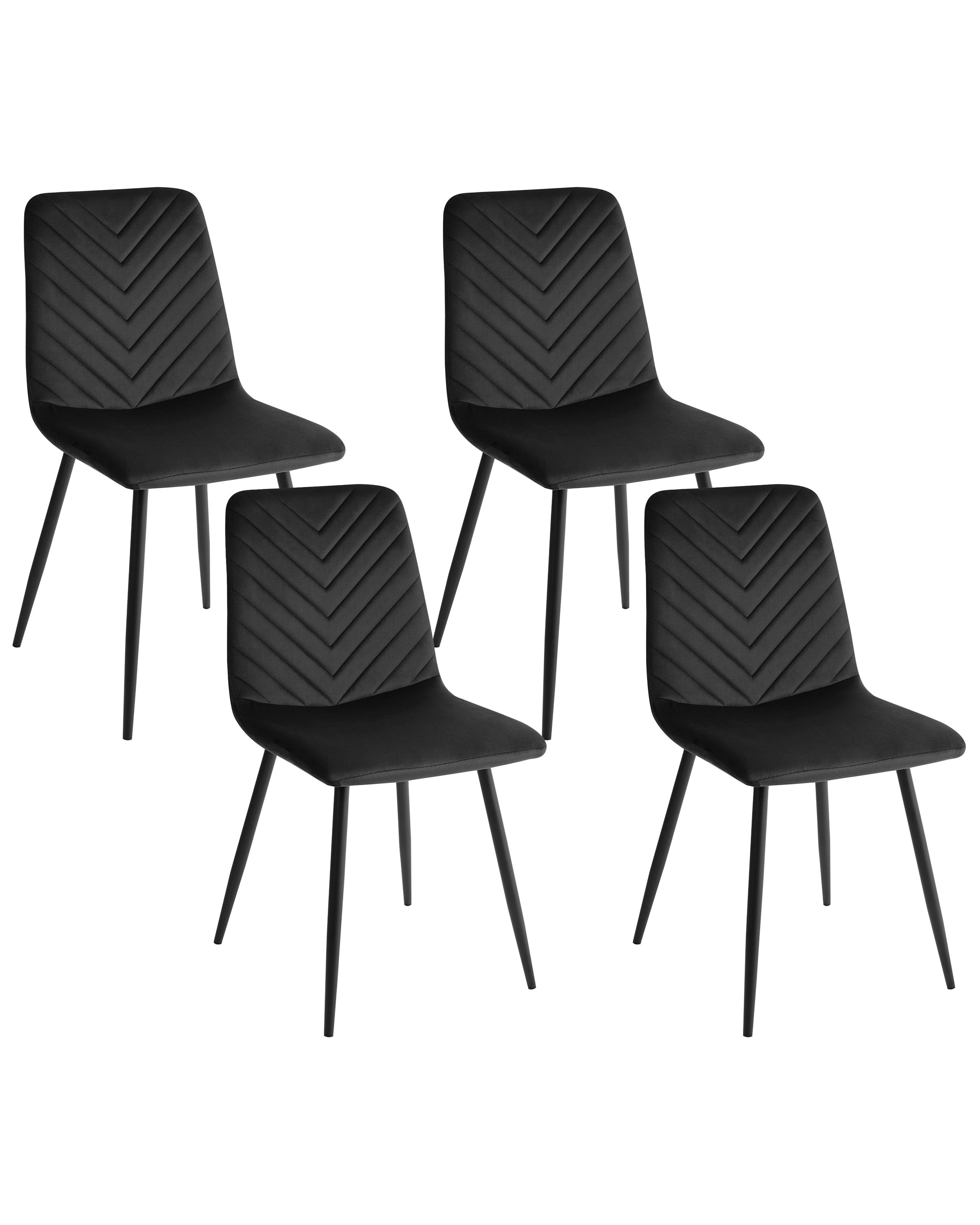 Set of 4 Dining Chairs HAVRE Velvet Black