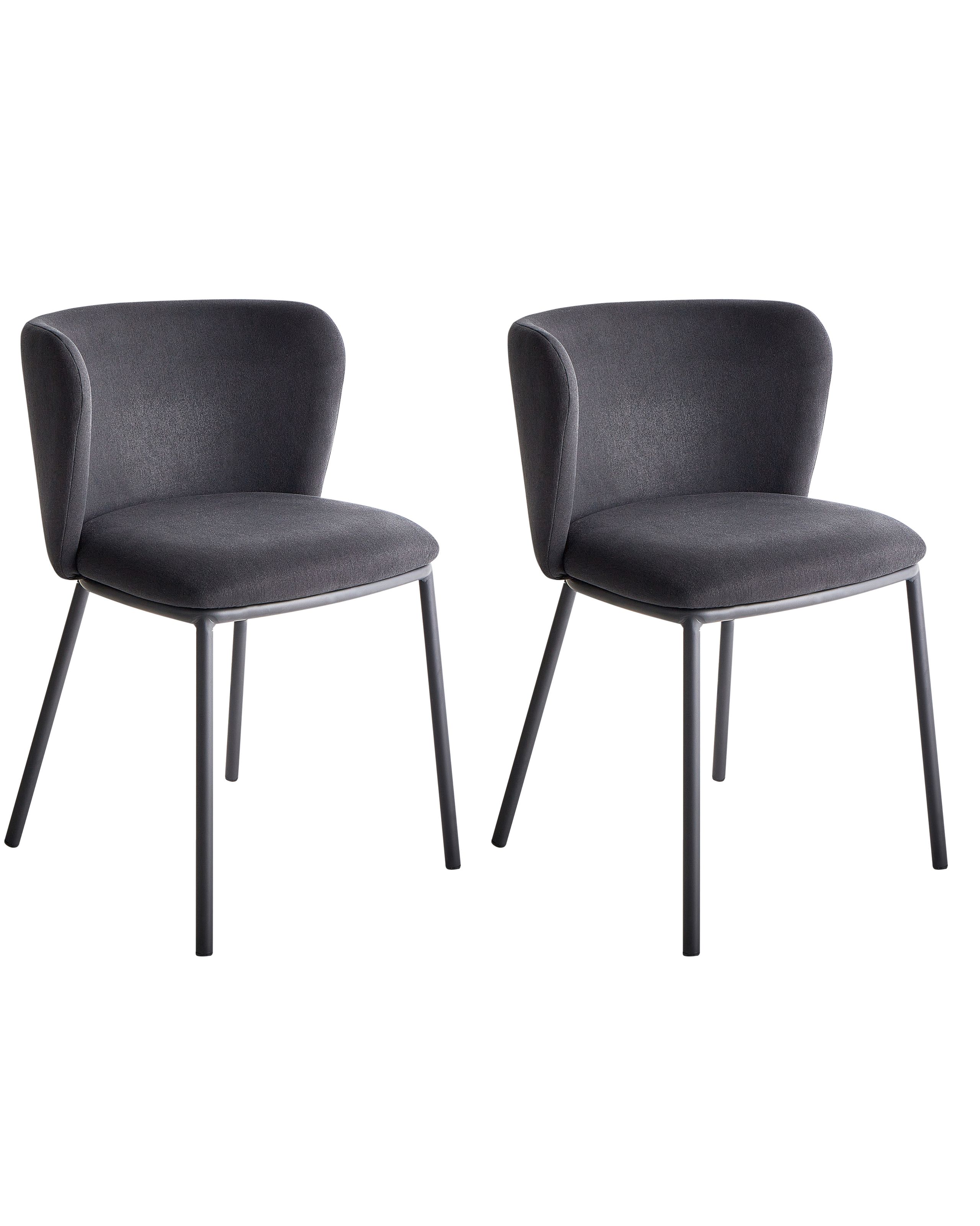 Set of 2 Dining Chairs MINA Fabric Black