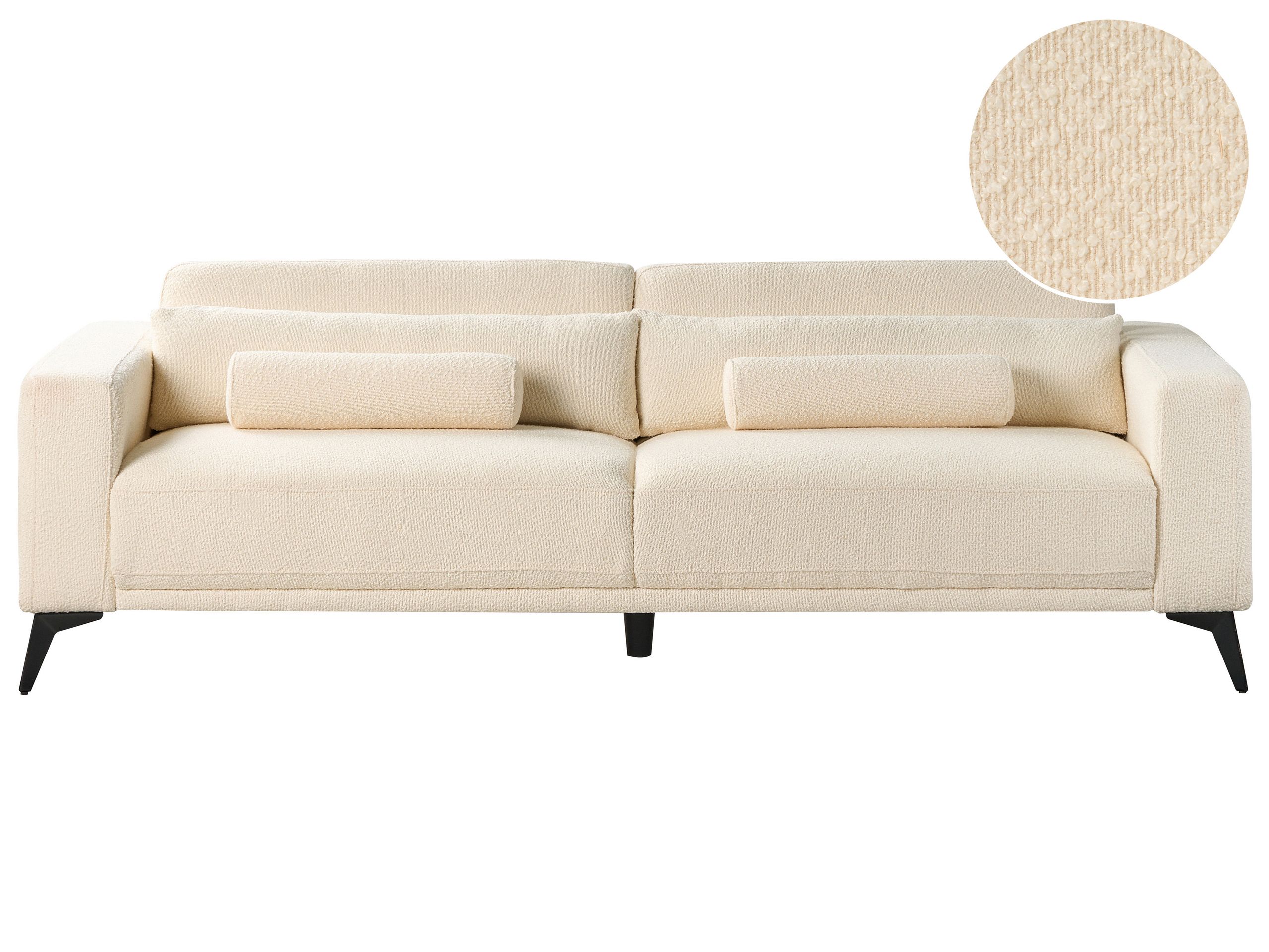 3 Seater Boucle Sofa Off-White ANGE