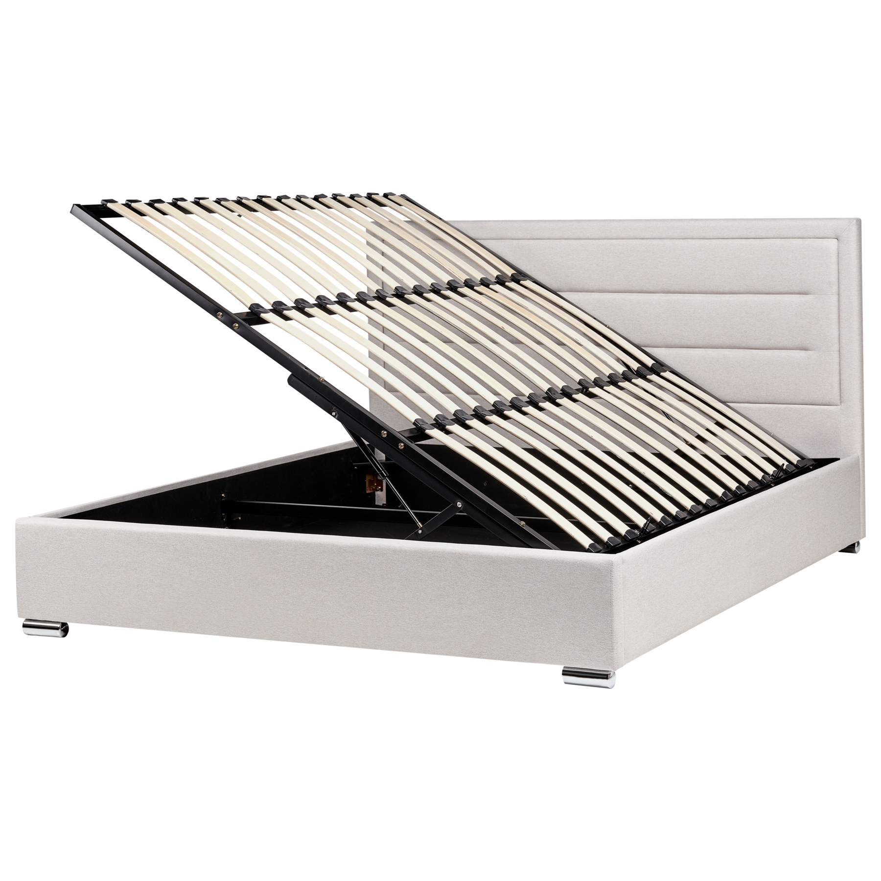 AURENNE Super Kingsize Fabric Ottoman Storage Bedframe - Light Beige