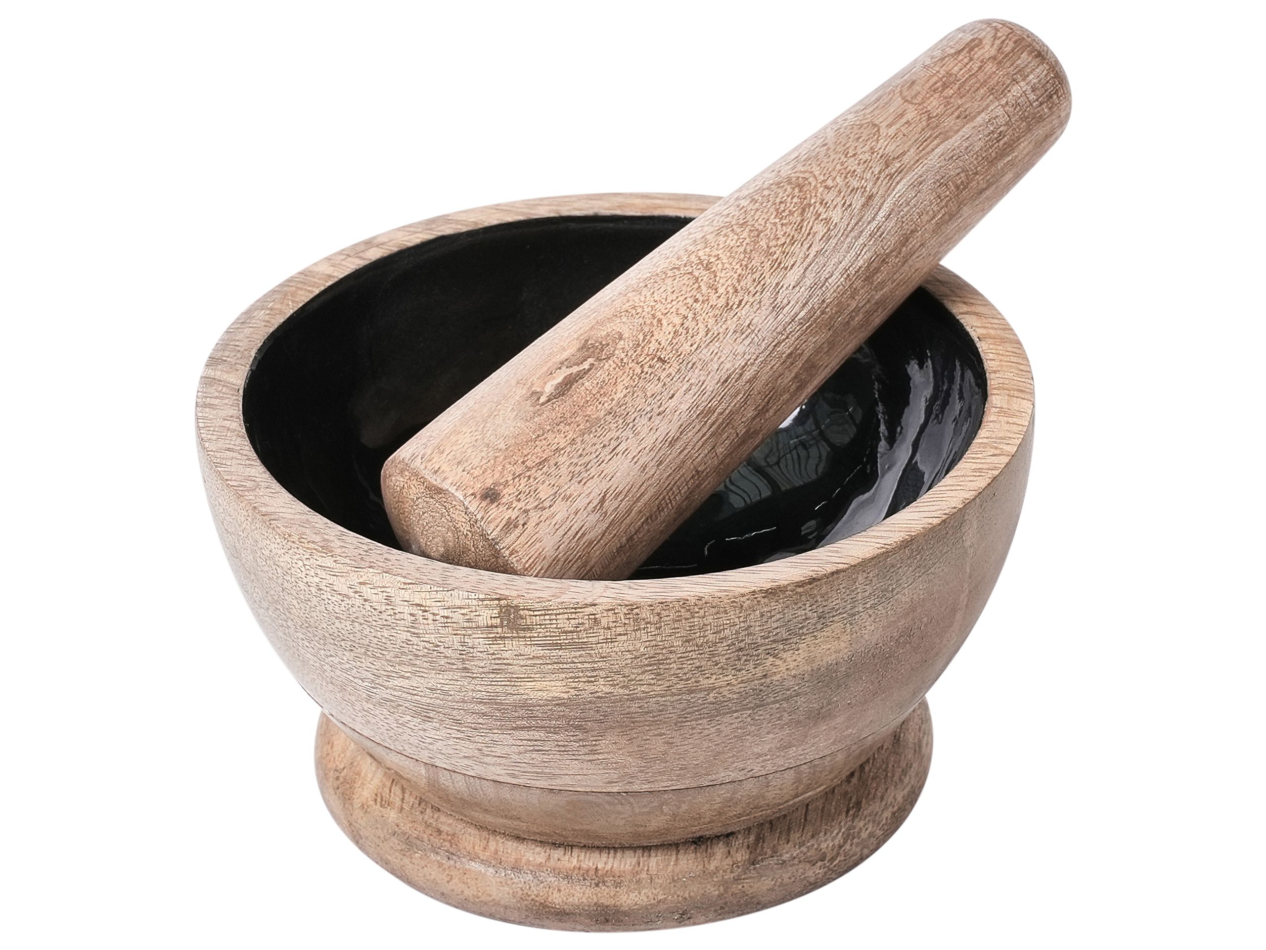 LAWFORDON Mango Wood Mortar and Pestle Black - Black with Oak