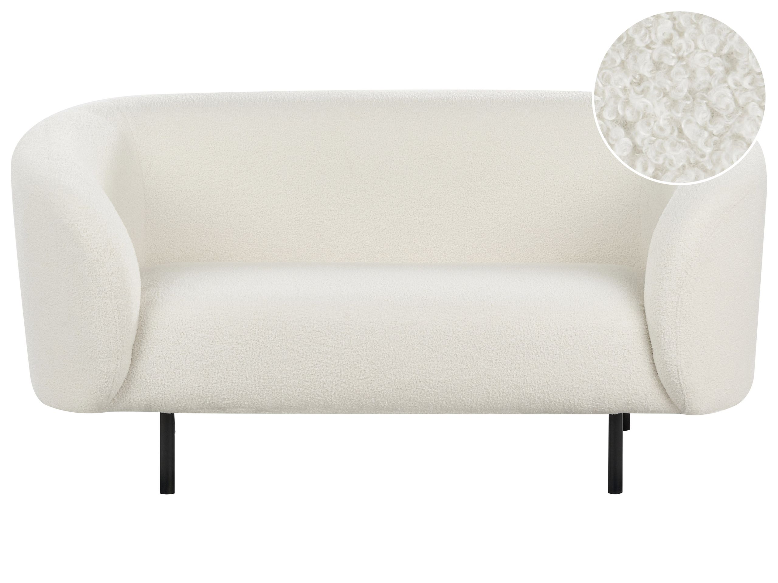 2 Seater Boucle Sofa White and Black LOEN