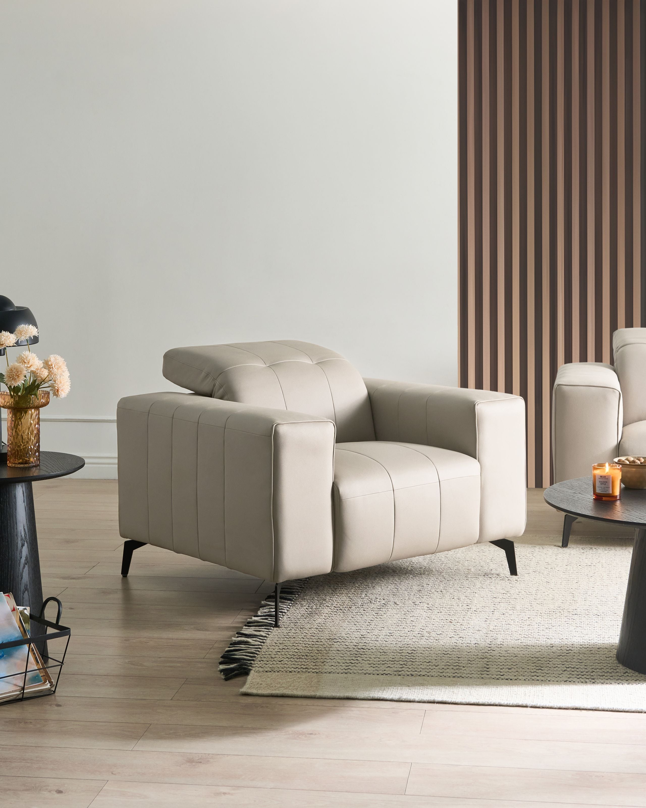 BANUXA Vegan Leather Armchair - Light Beige