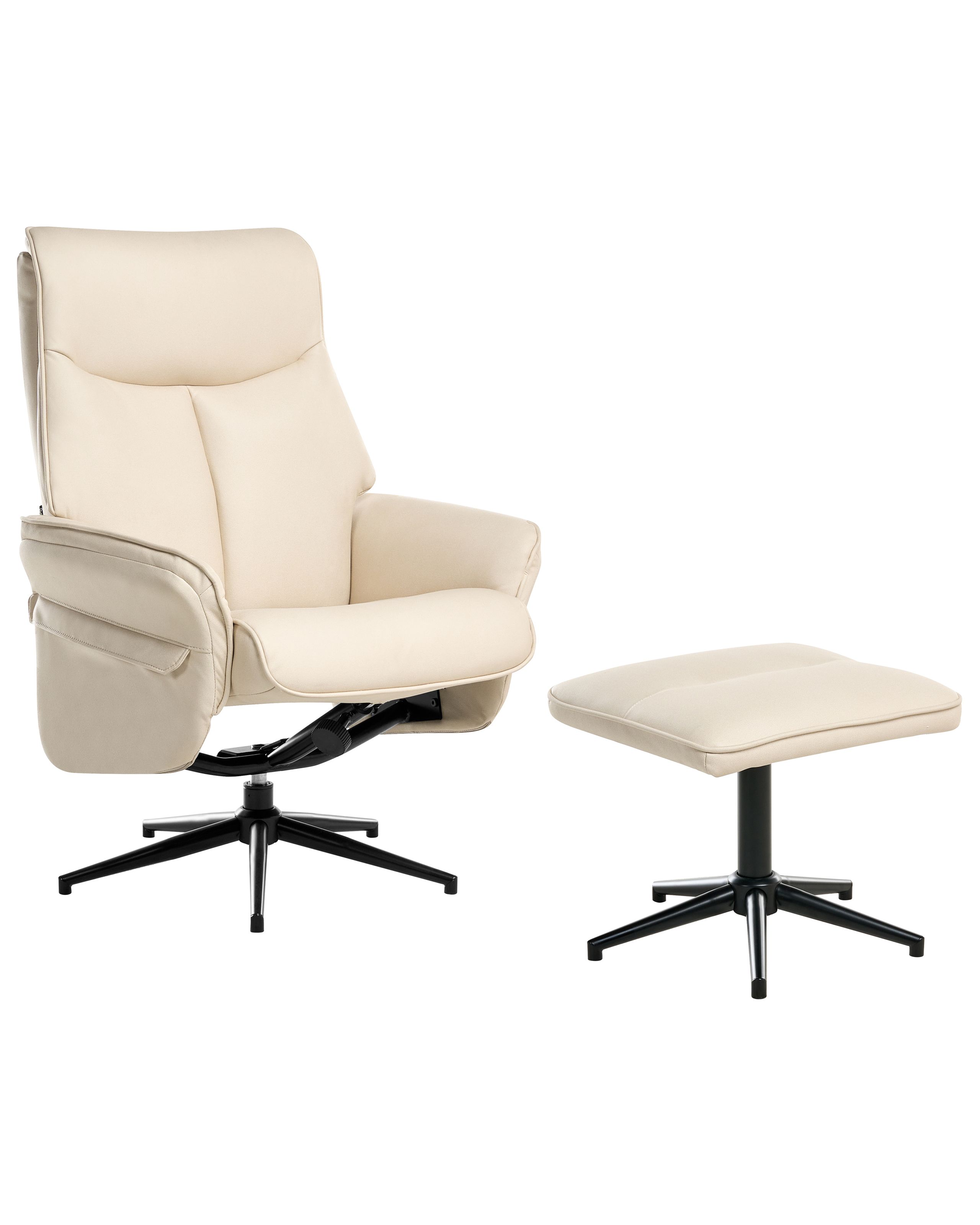 HADLEIGHON Faux Leather Swivel Recliner Chair - Light Beige