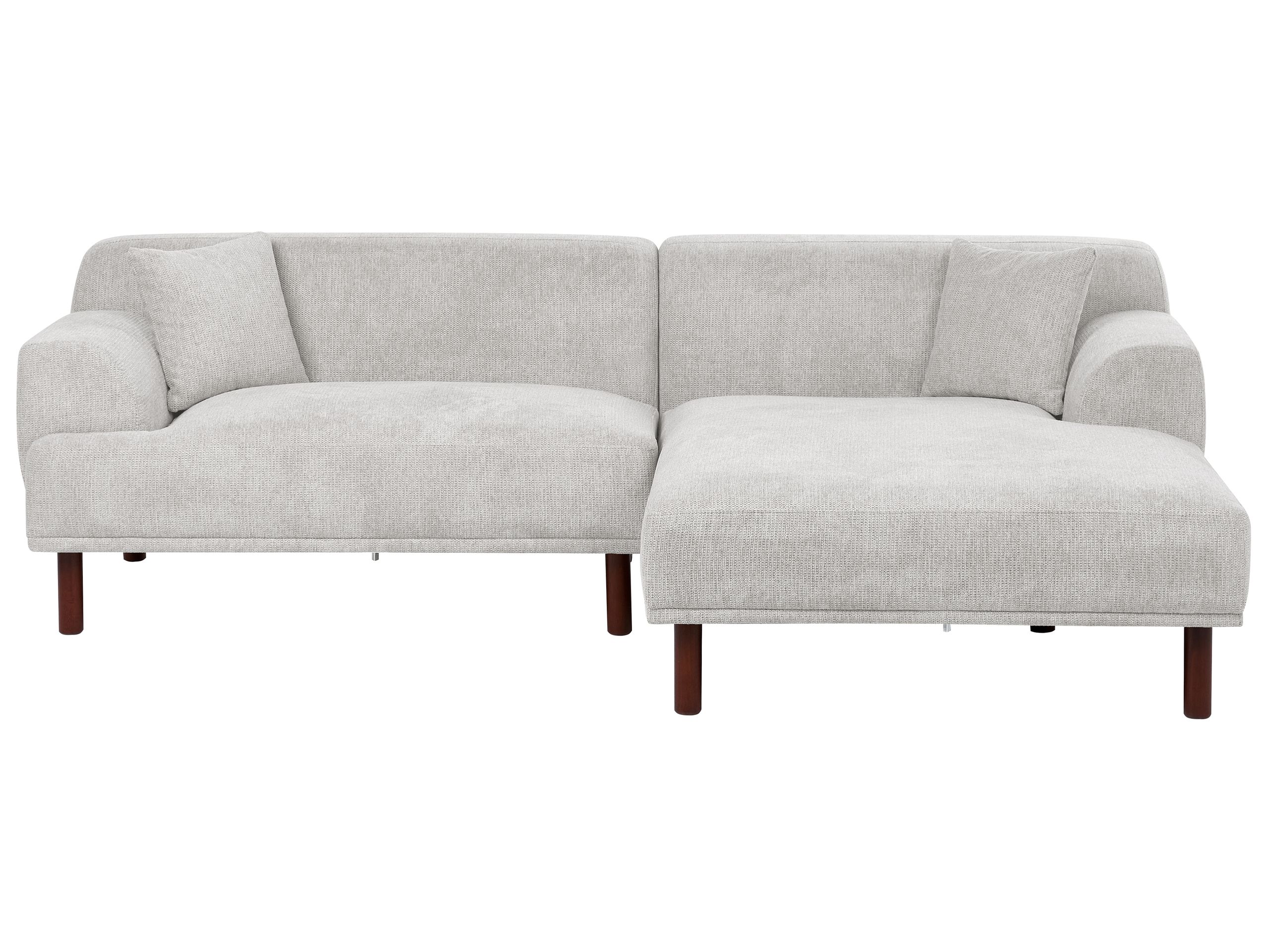 Left Hand Fabric Corner Sofa Light Grey HOLT