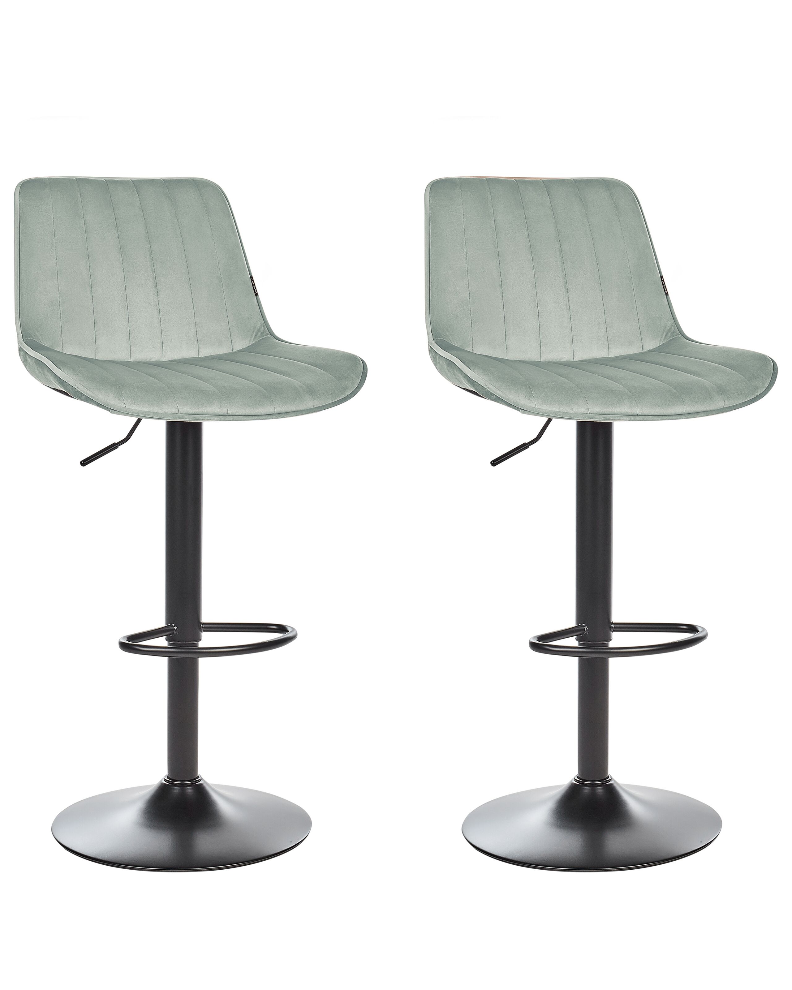 Set of 2 Bar Chairs DUBROVNIK Velvet Swivel Mint Green