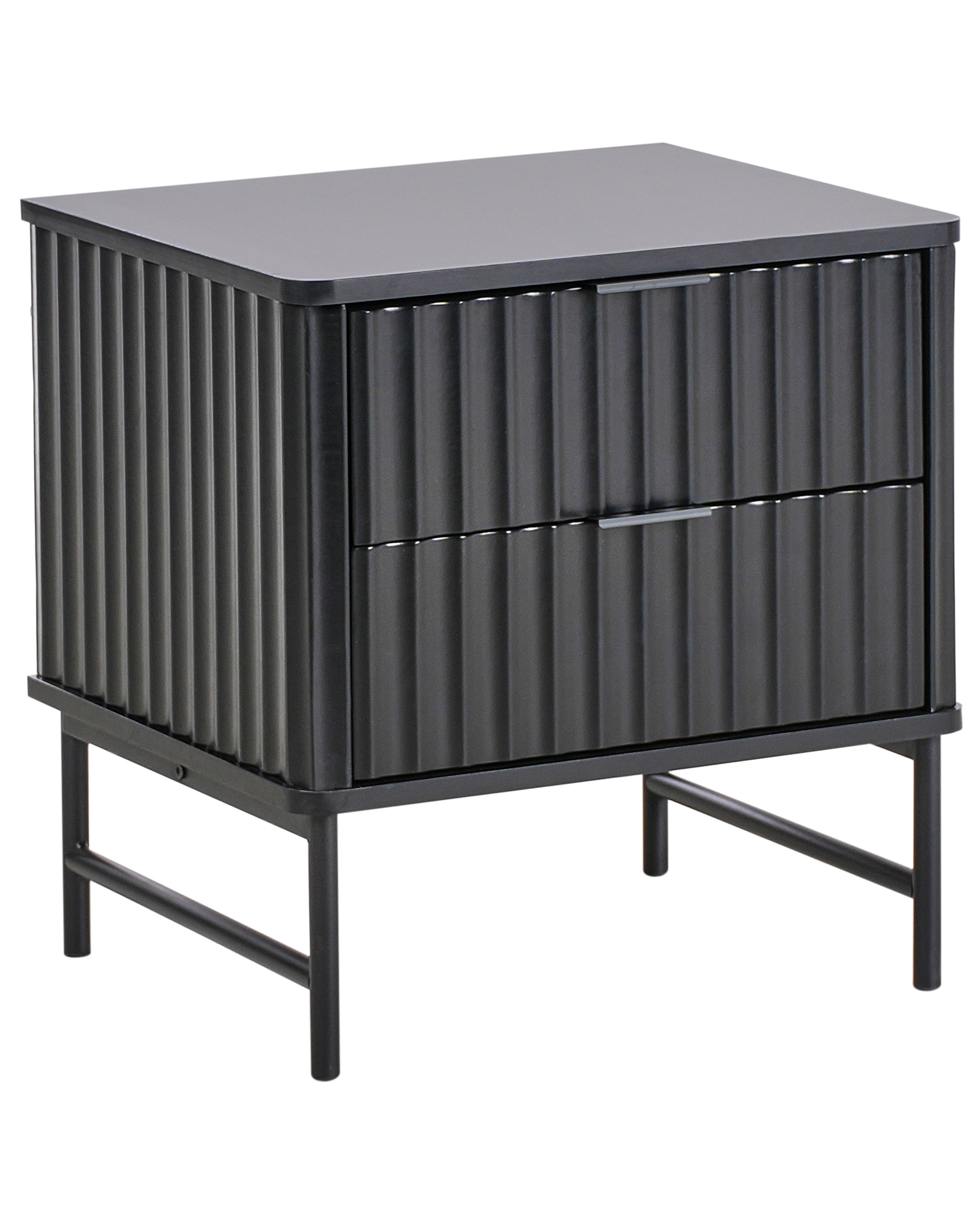 GLASTY 2 Drawer Bedside Table Black