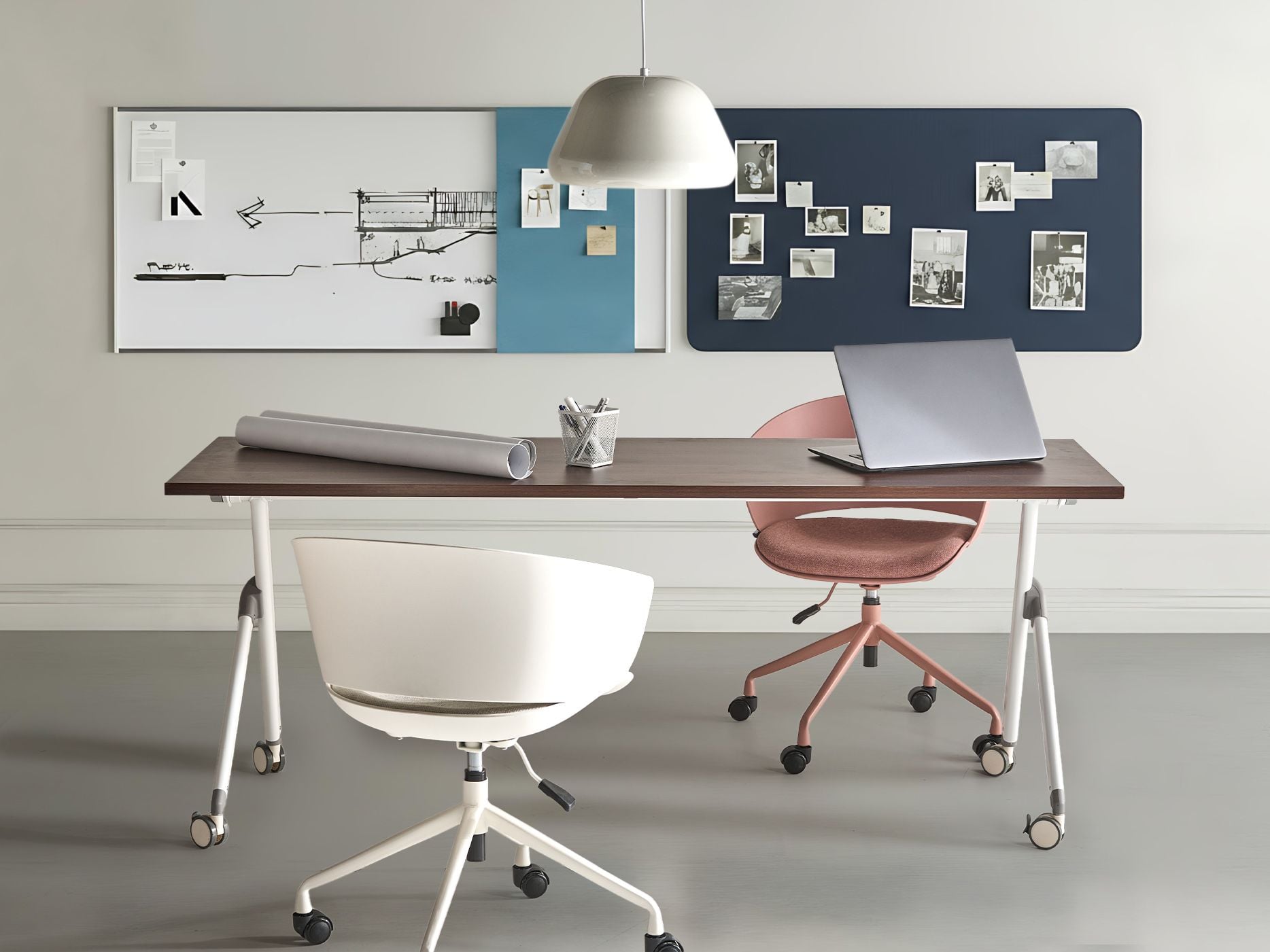 FEXUFA Foldable Office Desk - Dark Brown and White, 180cm