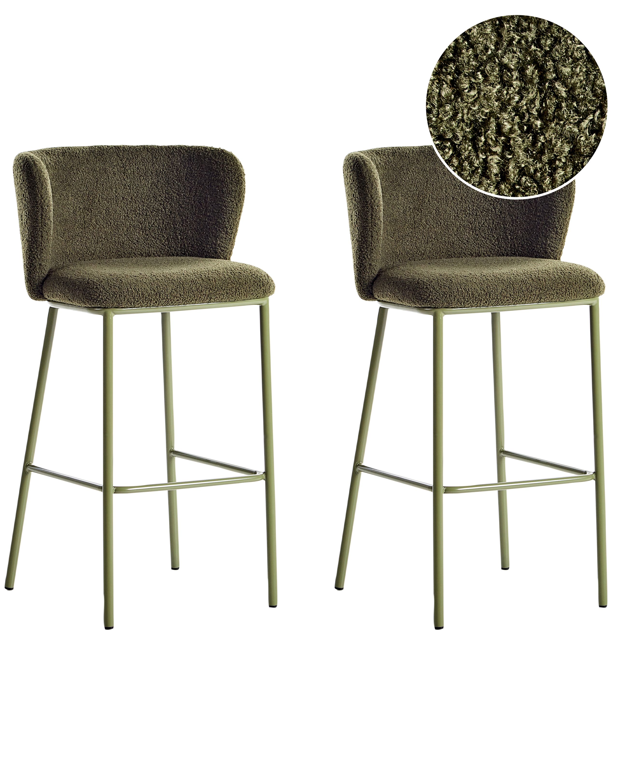 Set of 2 Bar Chairs MINA II Green