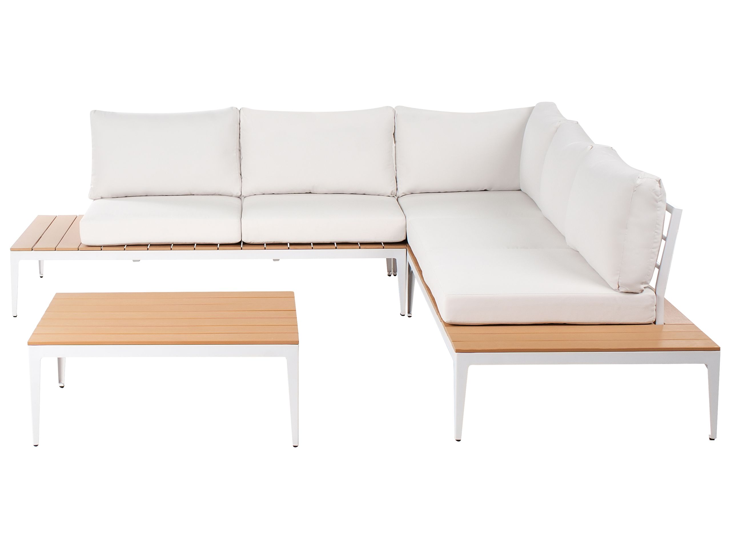 MILTONMERE Garden Corner Sofa with Table 5 Seater - Off White