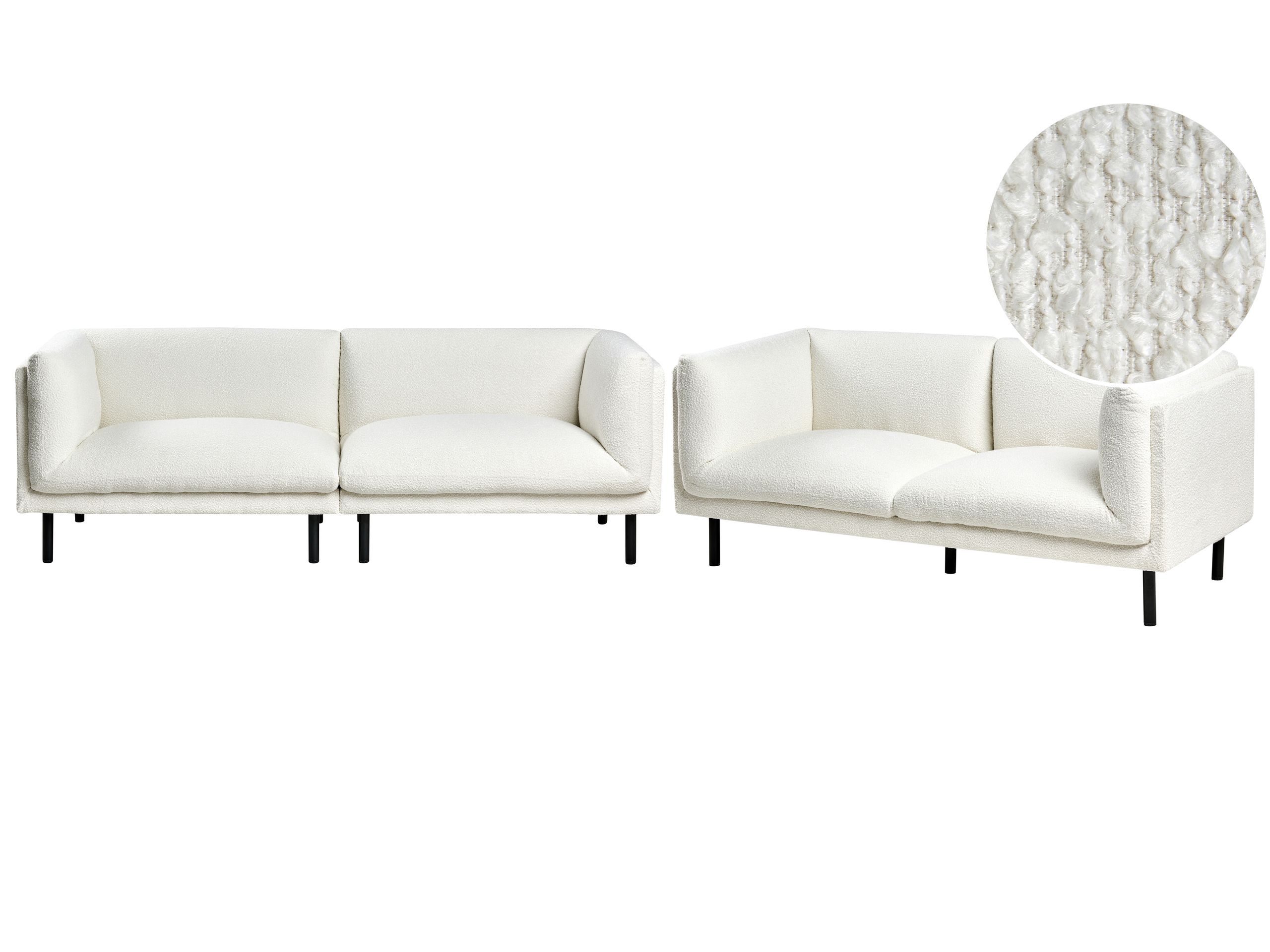 OVRGOD Boucle Fabric 3 Seater and 2 Seater Sofa Set - Off White