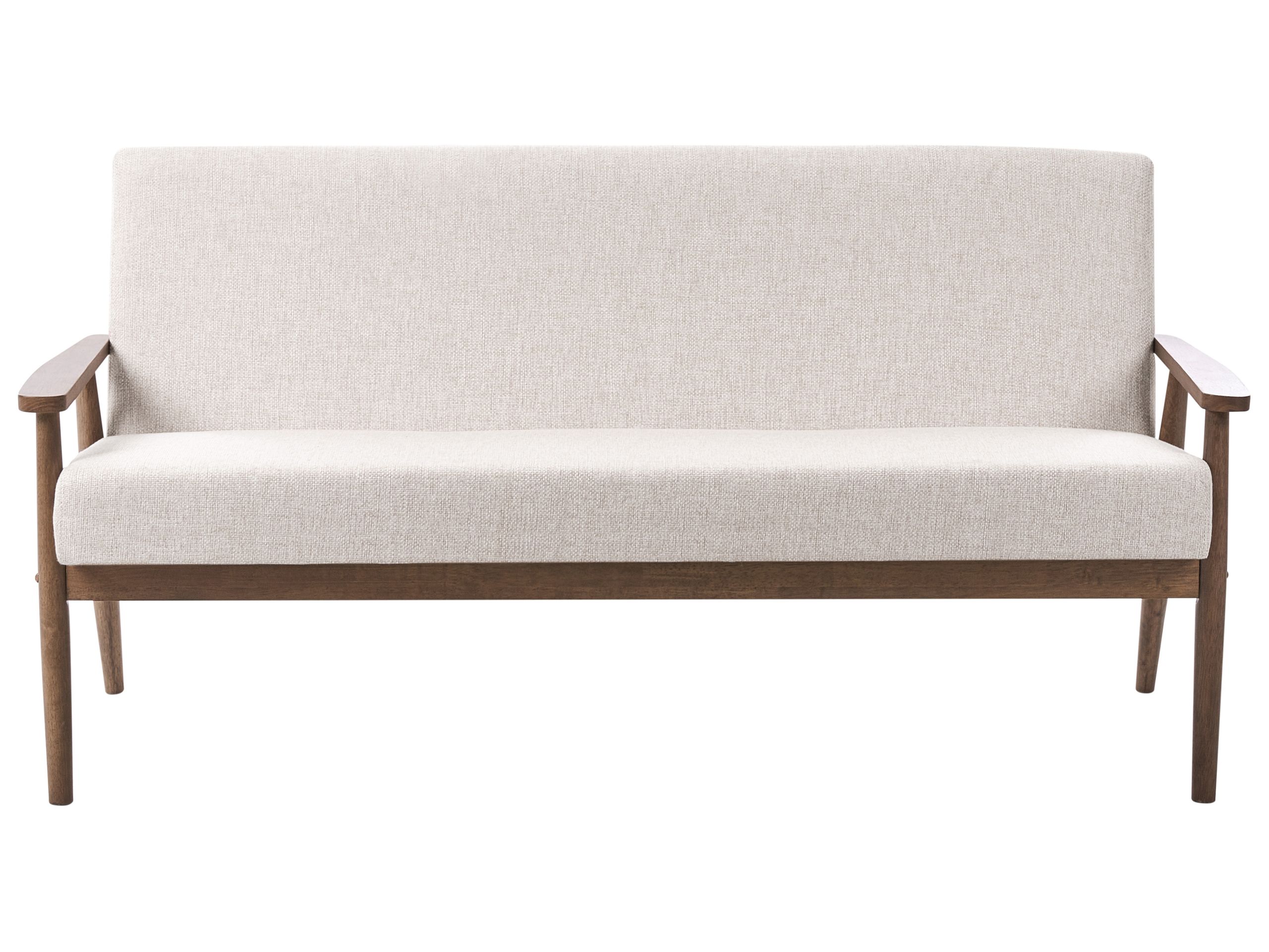 COLBOURNE Fabric 3 Seater Sofa - Beige with Dark Oak