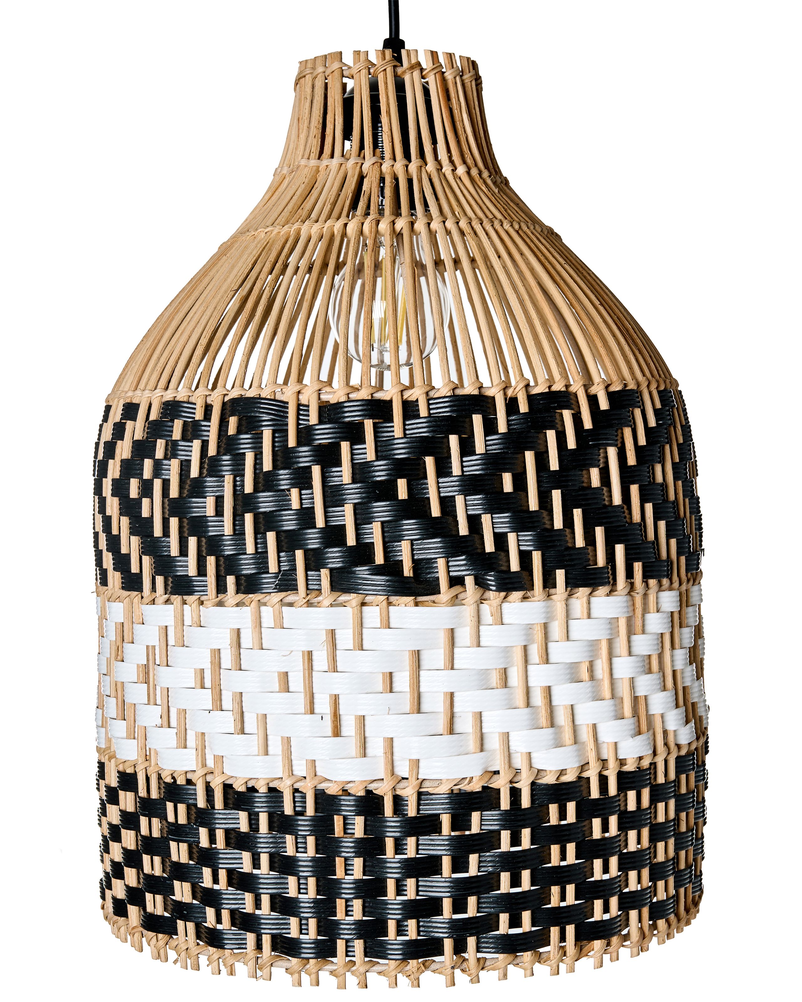 HOLMERE Rattan Pendant Lamp - Black with White