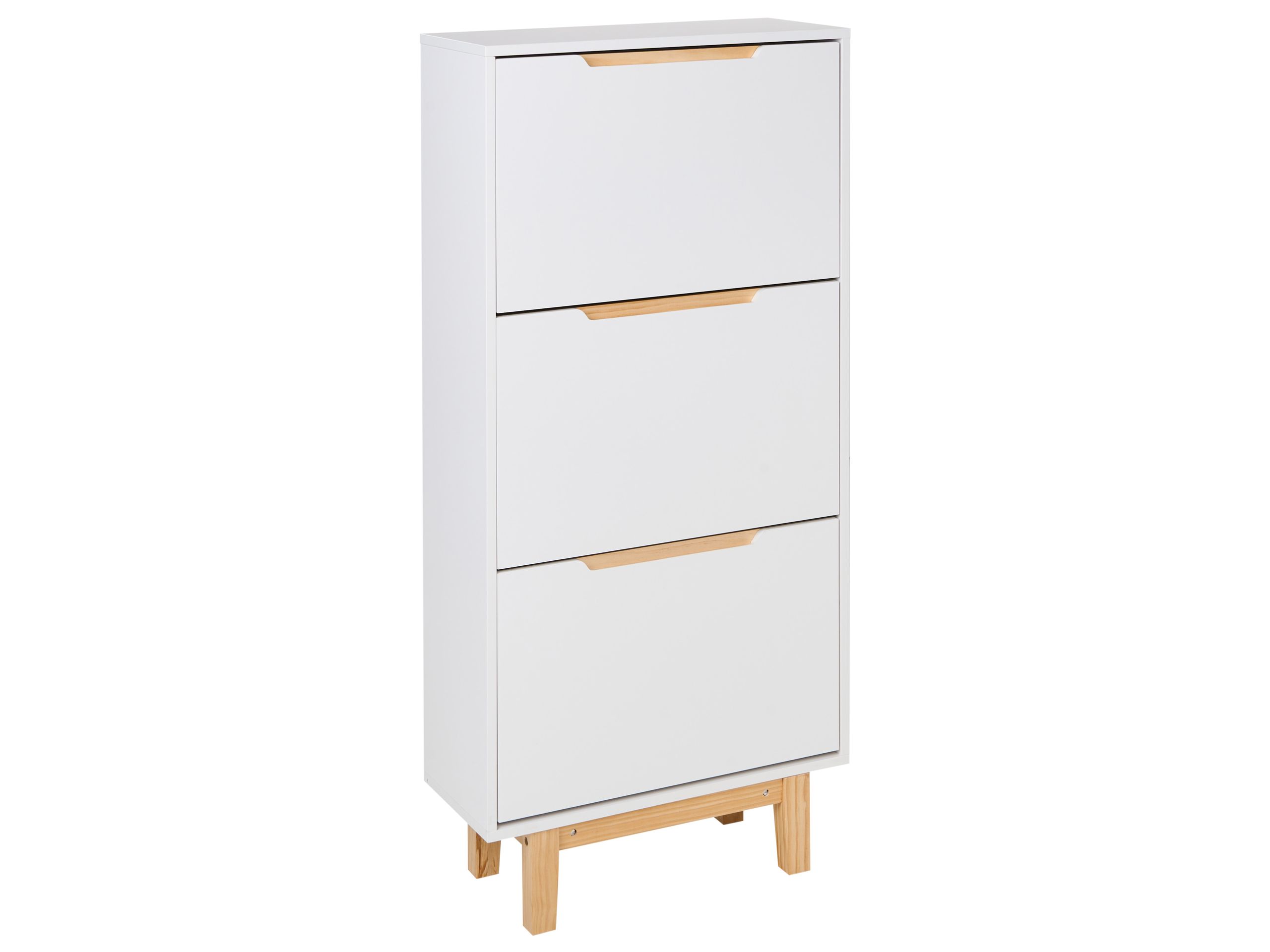 ROVE 3 Flip Doors Tallboy Shoe Cabinet - White