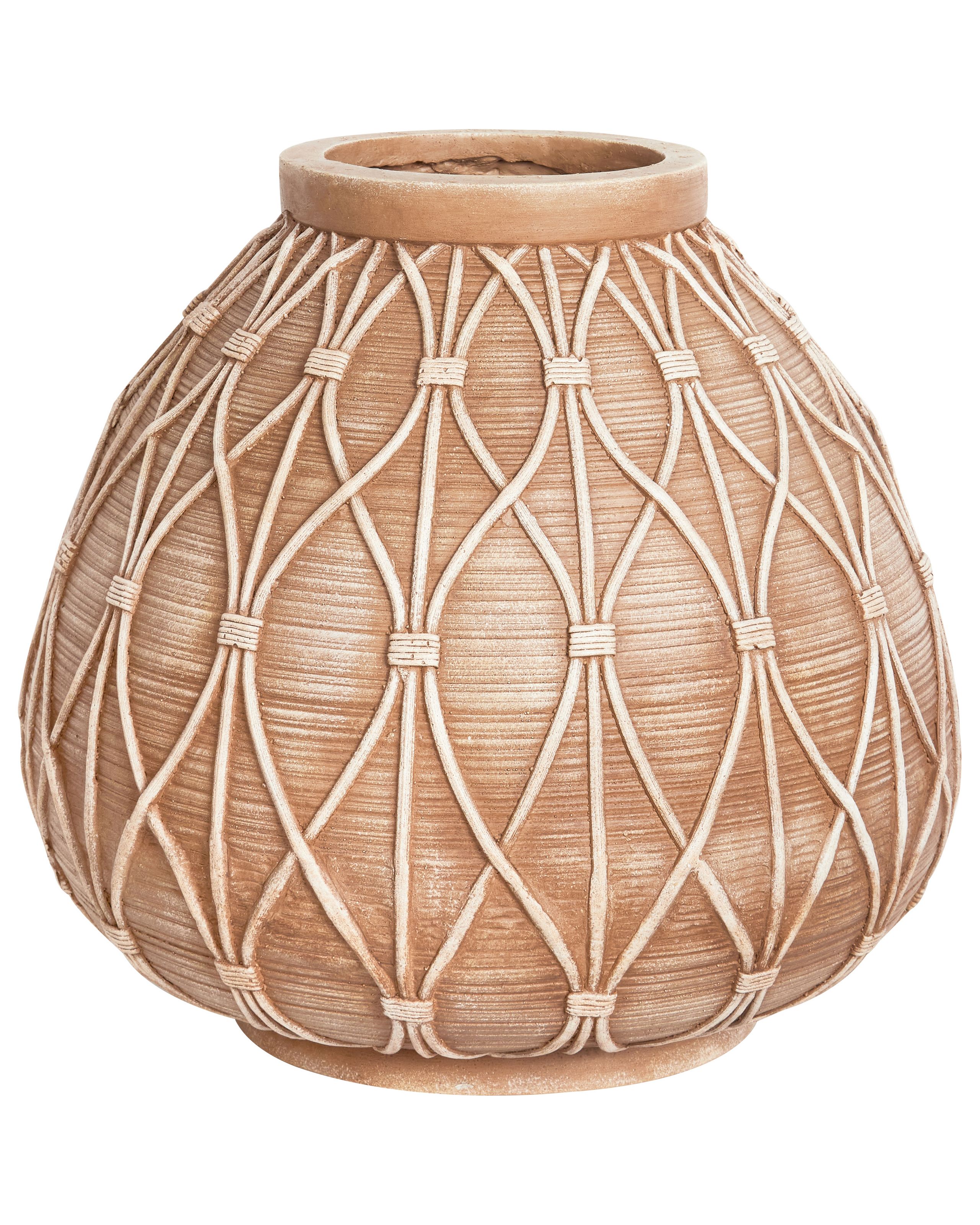 Flower Vase DOMOKOS Ceramic 38 cm Light Brown