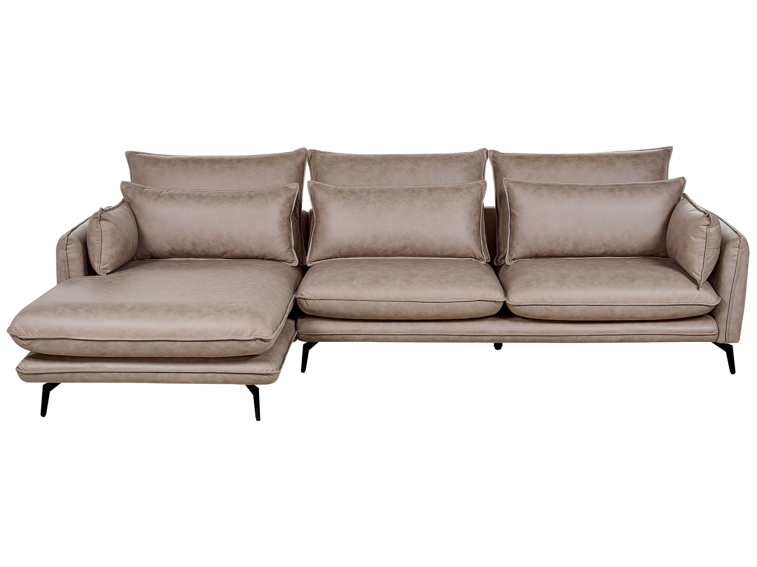 Right Hand Faux Suede Corner Sofa Light Brown GALLO