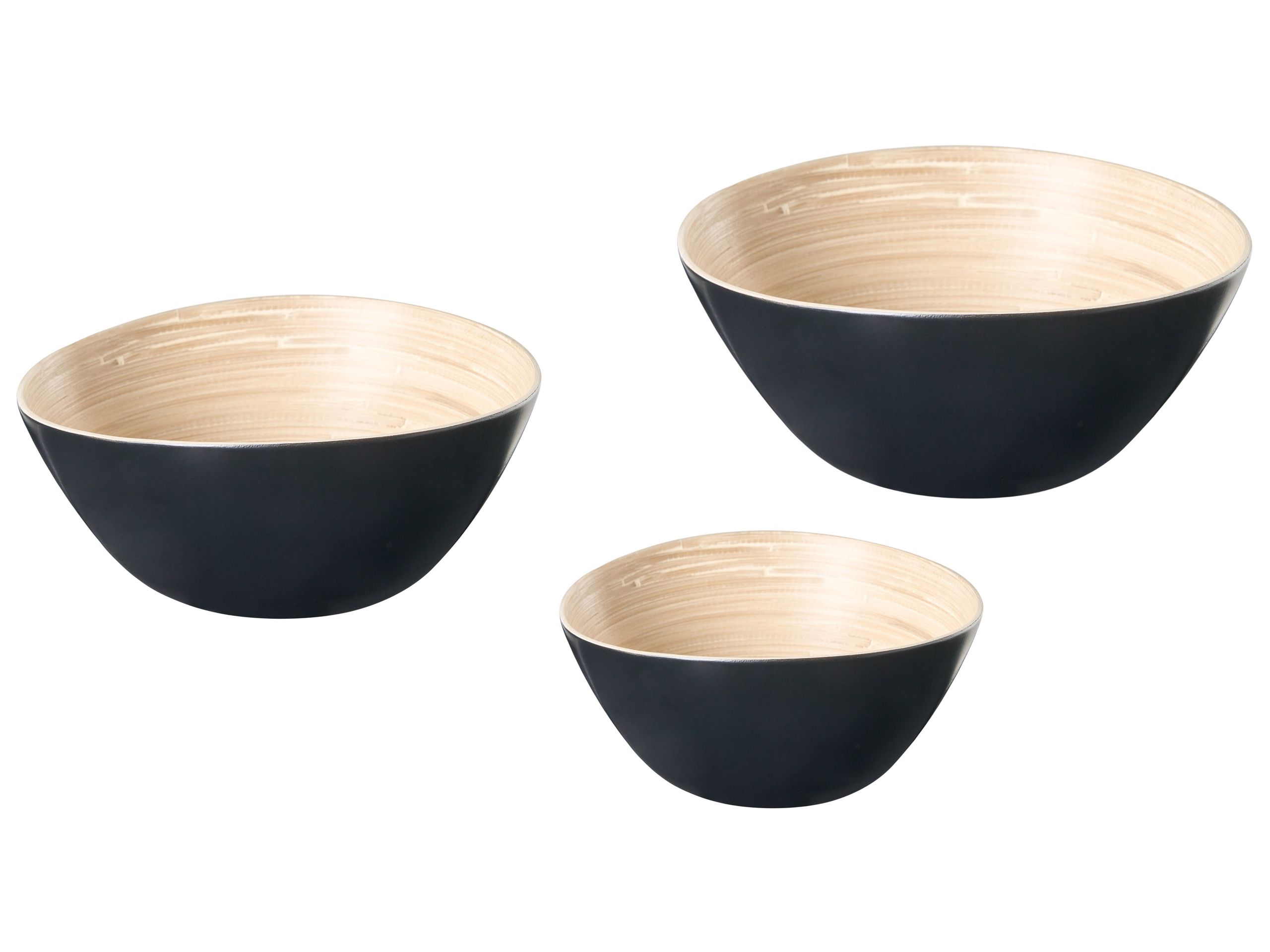 DUNCOMBE Set of 3 Bowls Bamboo Wood - Black