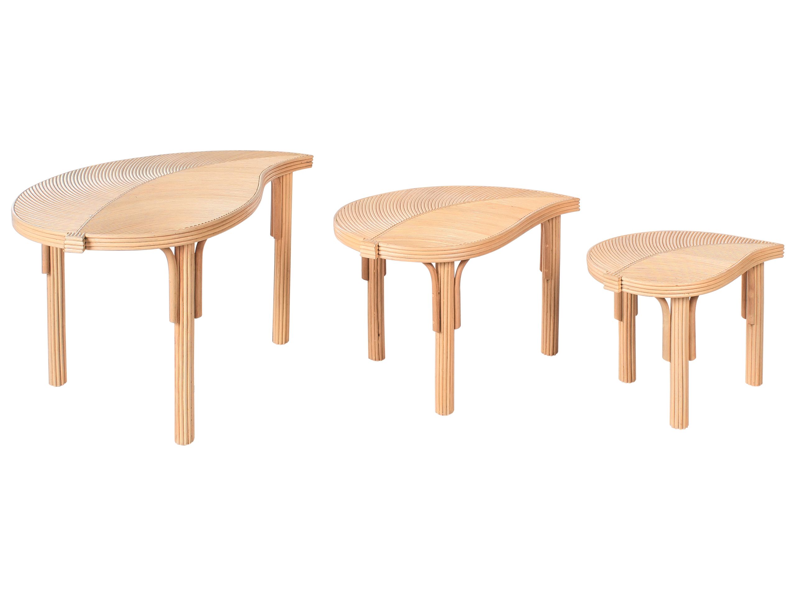 LATHBURY Rattan Coffee Tables Set of 3 - Natural