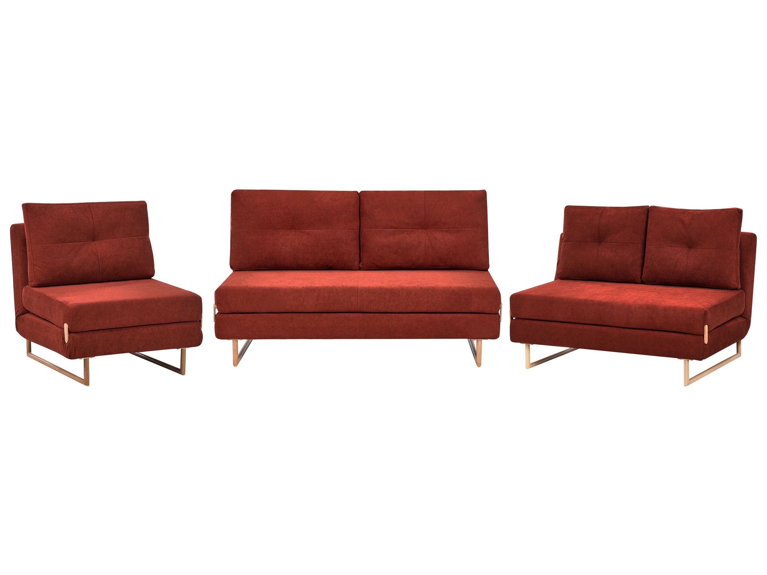 COMDEN Fabric 3 Seater 2 Seater and 1 Seater Sofa Set - Red