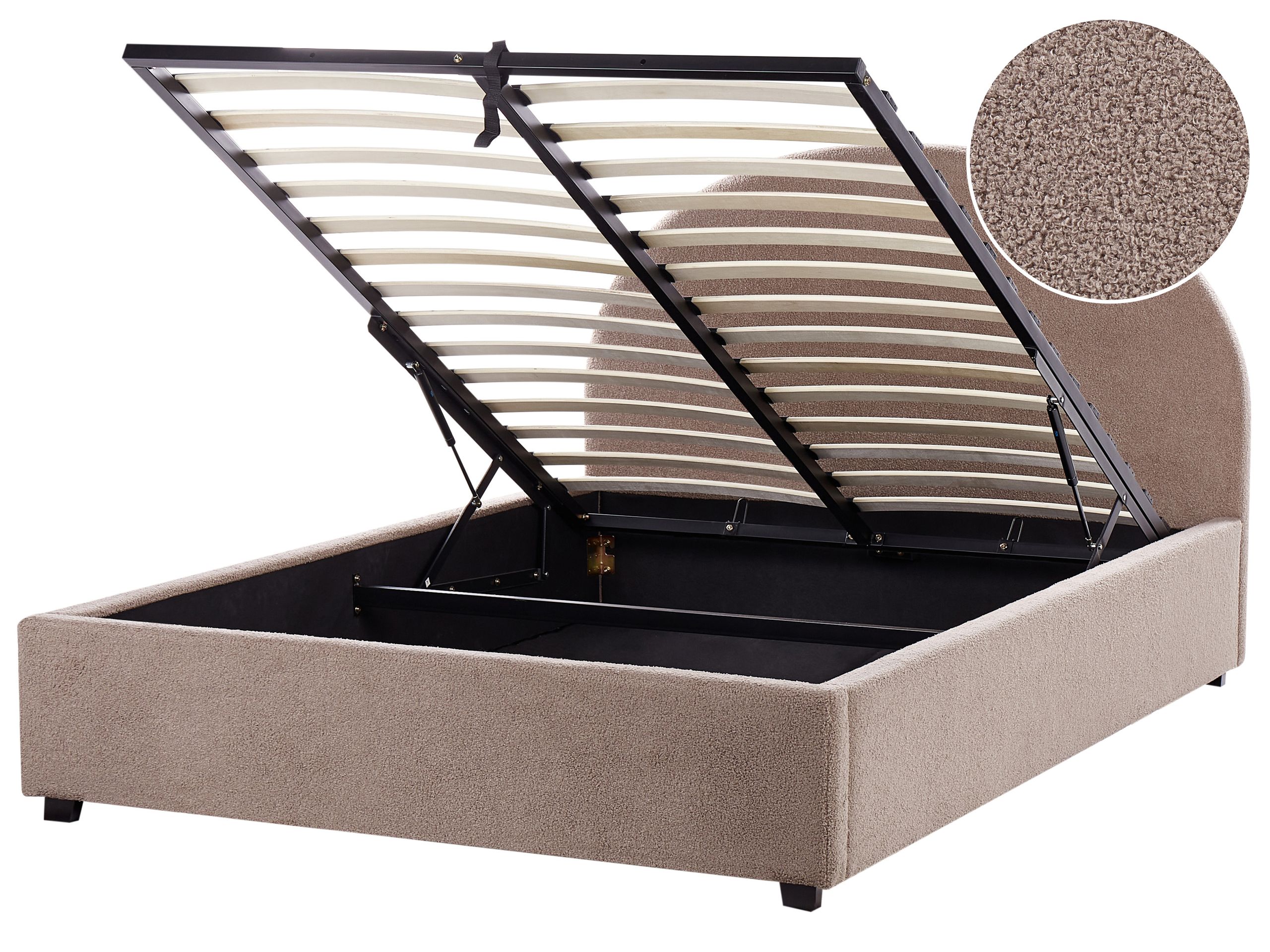 VAUKLI Ottoman Bedframe Boucle 140 x 200cm EU Double Bed Taupe