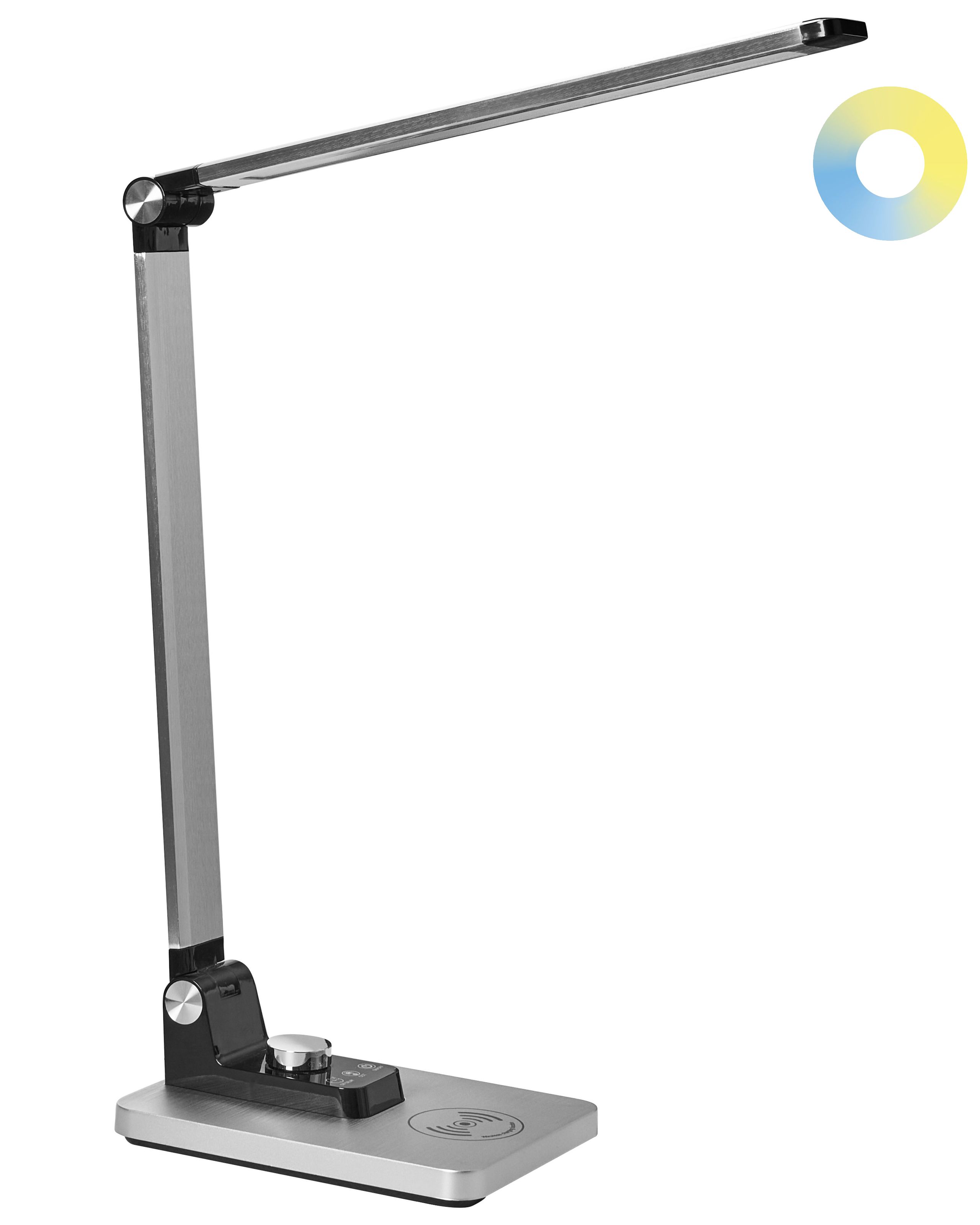 BURNLEYTON Desk Lamp with Wireless Charger - Silver