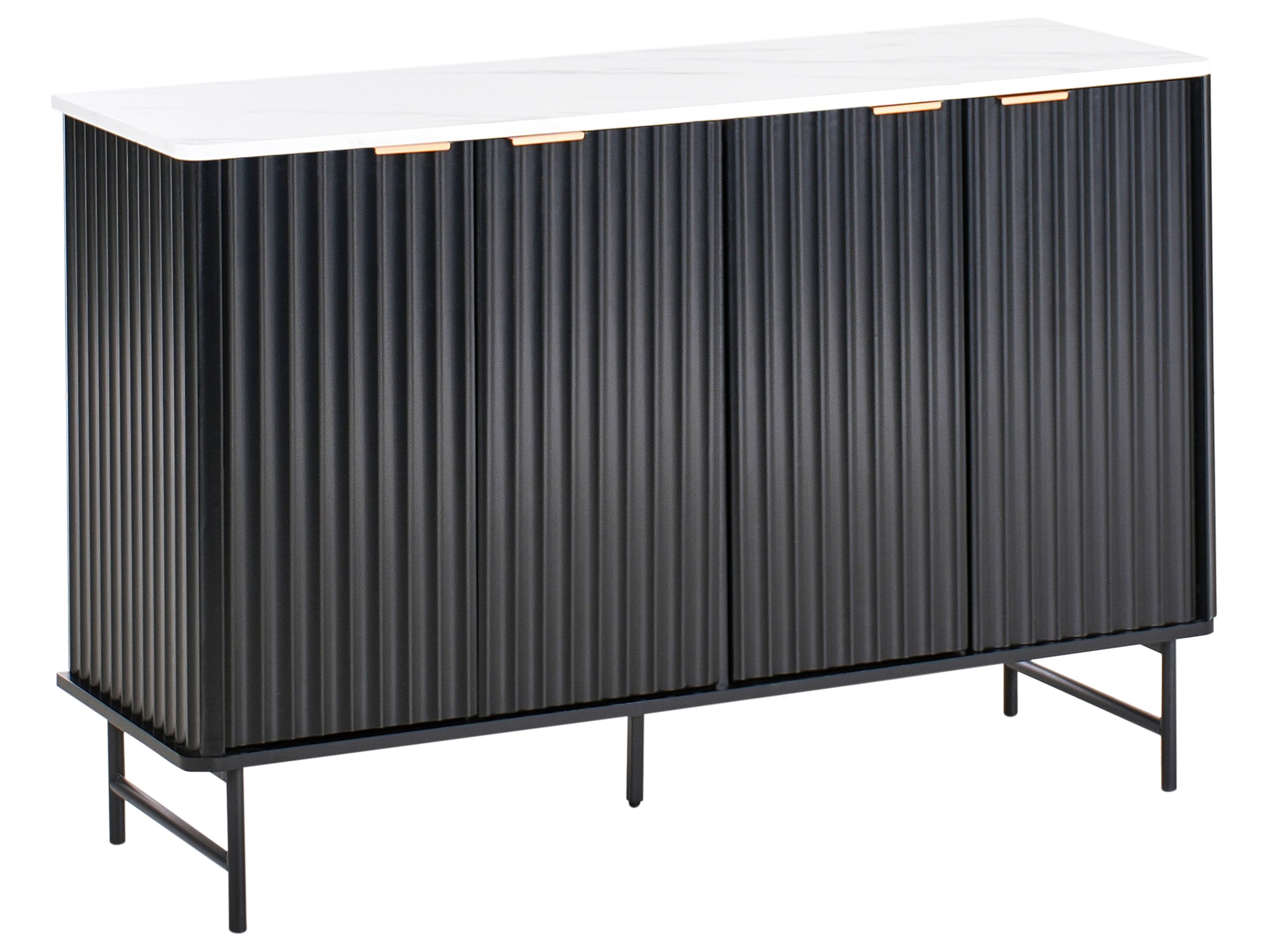 GLASTY 4 Door Sideboard Marble/ Black